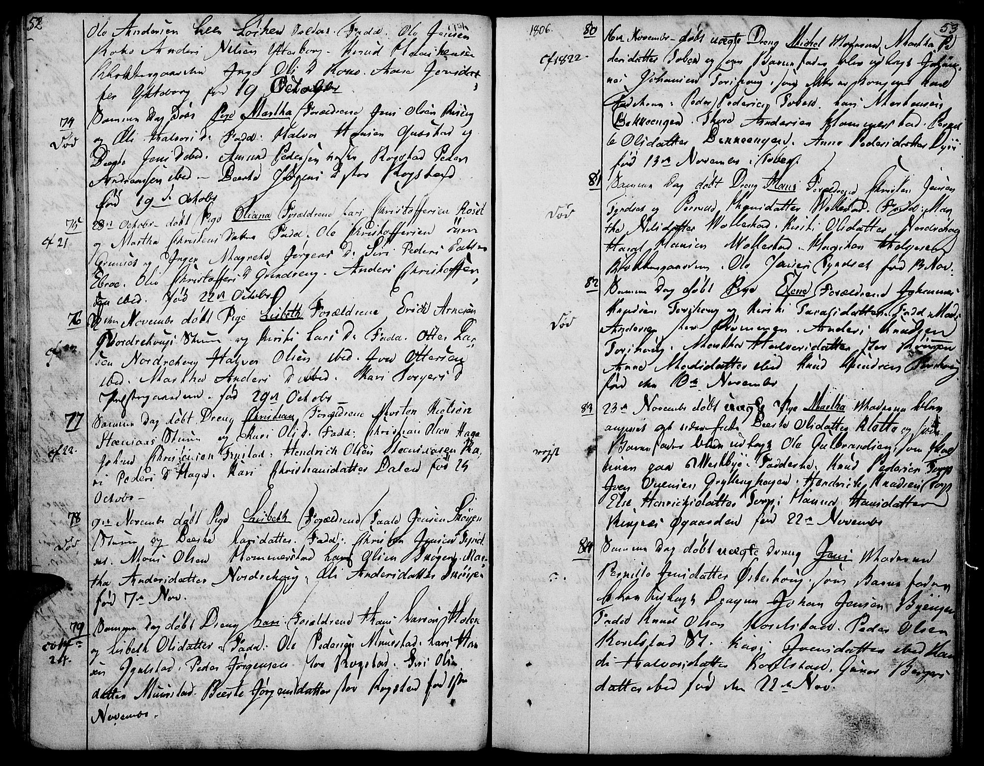 Løten prestekontor, AV/SAH-PREST-022/K/Ka/L0004: Parish register (official) no. 4, 1801-1814, p. 52-53