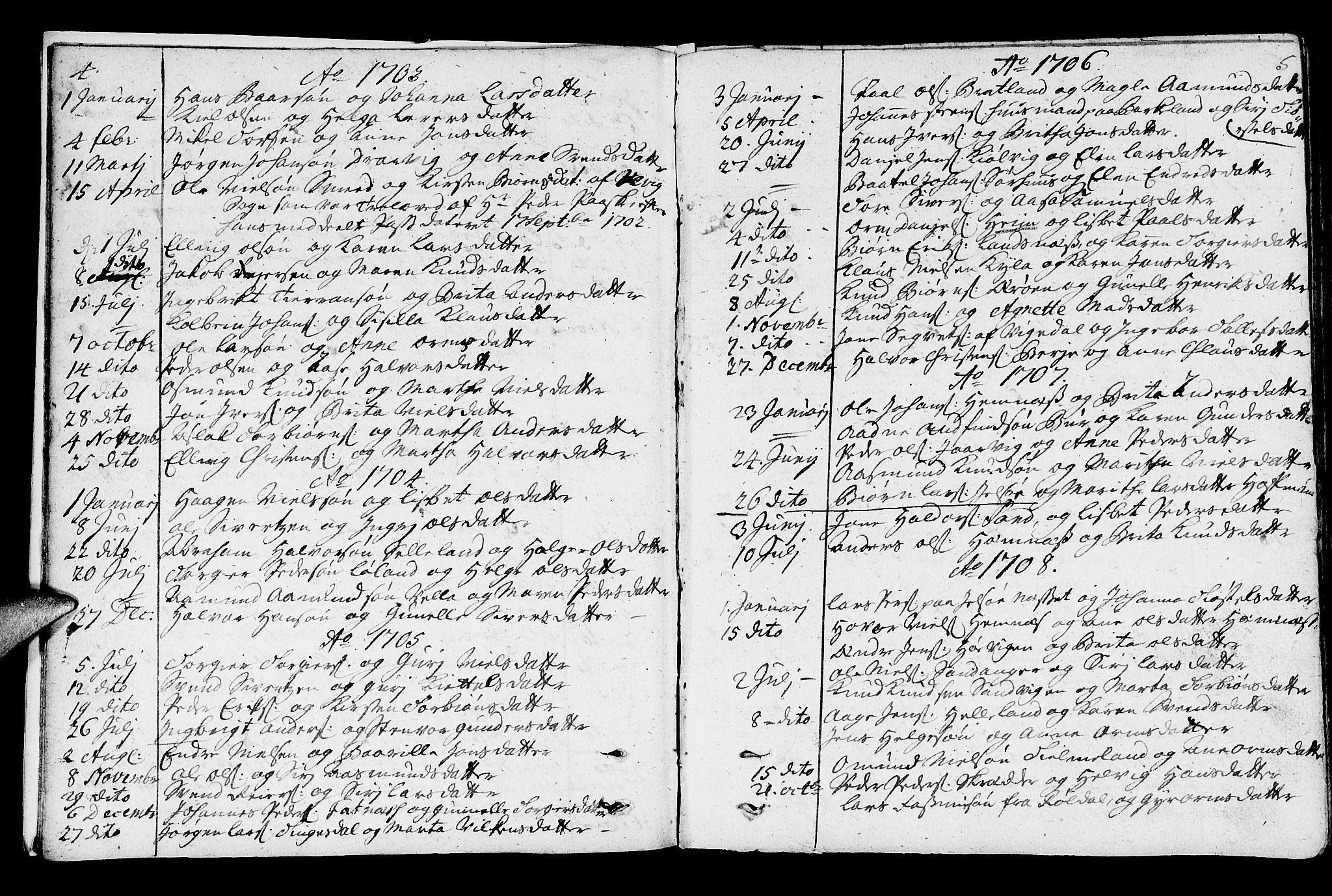 Jelsa sokneprestkontor, SAST/A-101842/01/IV: Parish register (official) no. A 1, 1695-1737, p. 4-5