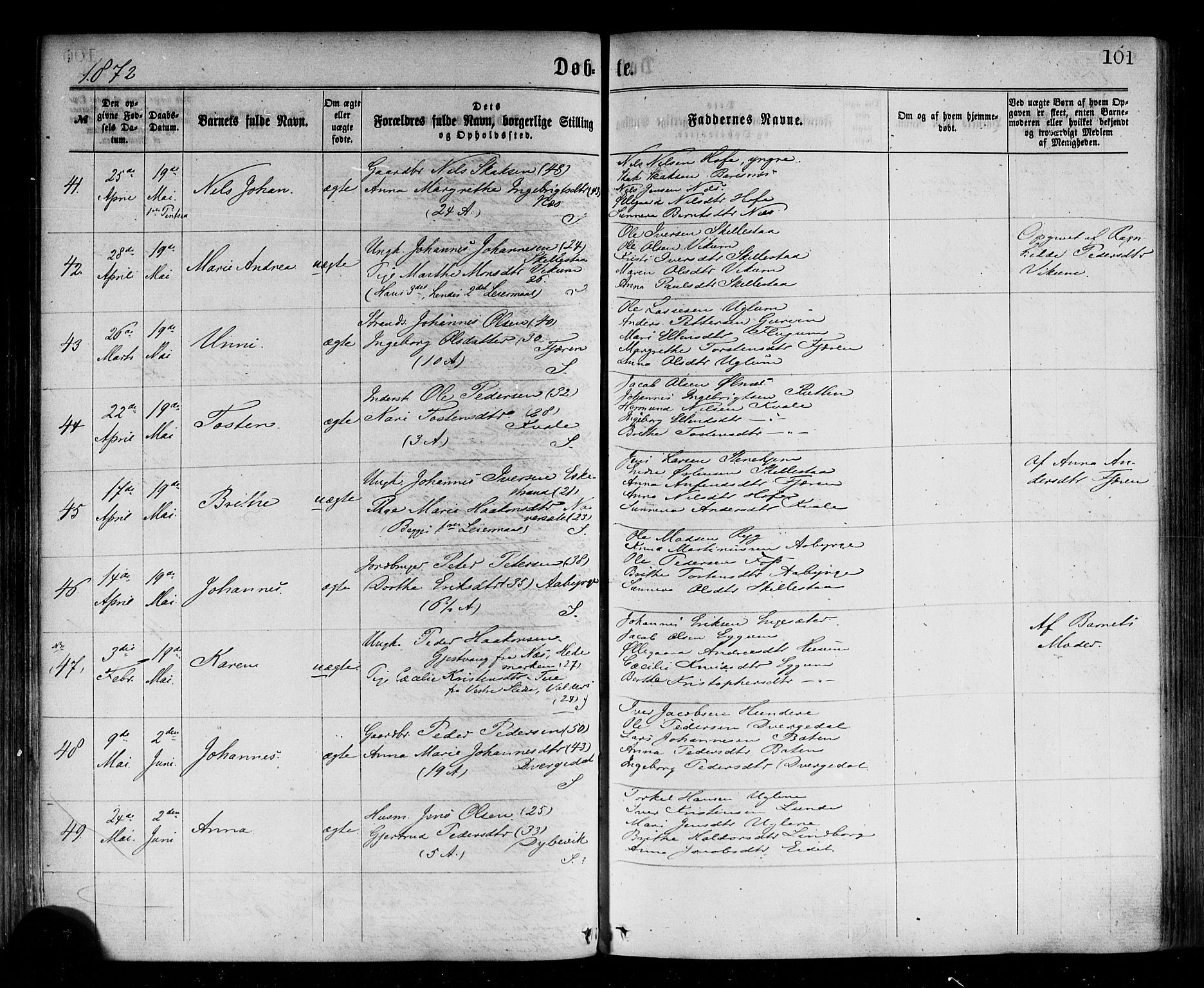 Sogndal sokneprestembete, AV/SAB-A-81301/H/Haa/Haaa/L0014: Parish register (official) no. A 14, 1864-1877, p. 101