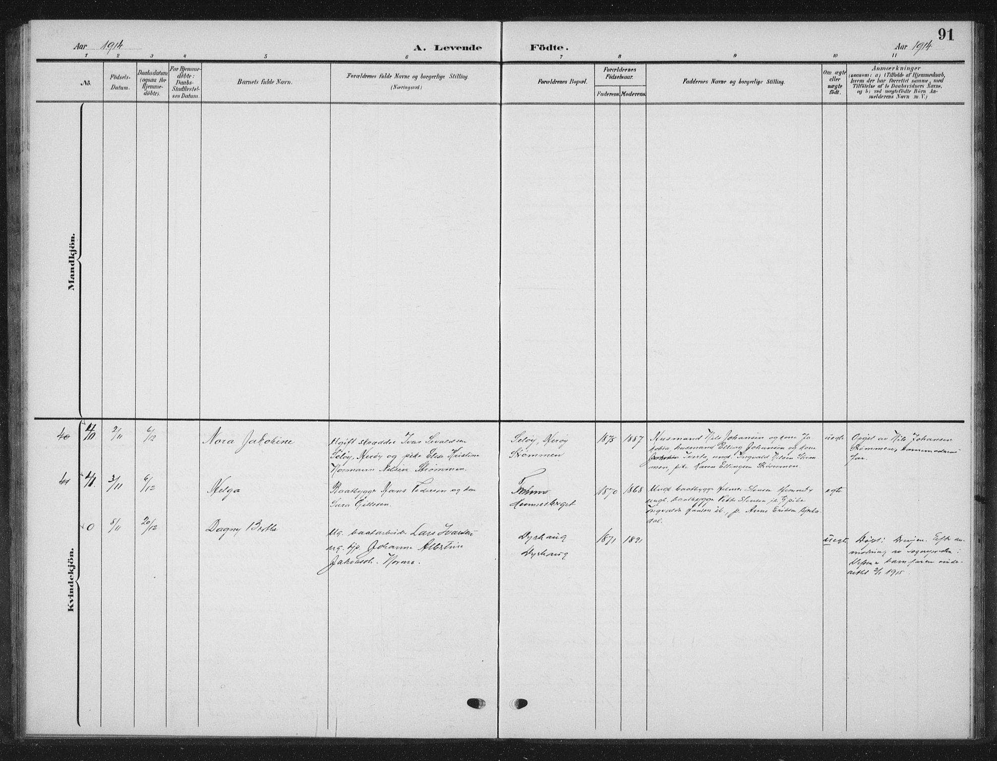 Ministerialprotokoller, klokkerbøker og fødselsregistre - Nordland, AV/SAT-A-1459/825/L0370: Parish register (copy) no. 825C07, 1903-1923, p. 91