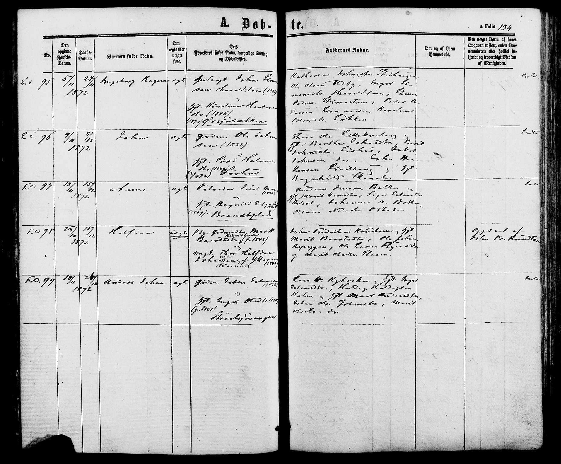 Alvdal prestekontor, SAH/PREST-060/H/Ha/Haa/L0001: Parish register (official) no. 1, 1863-1882, p. 134