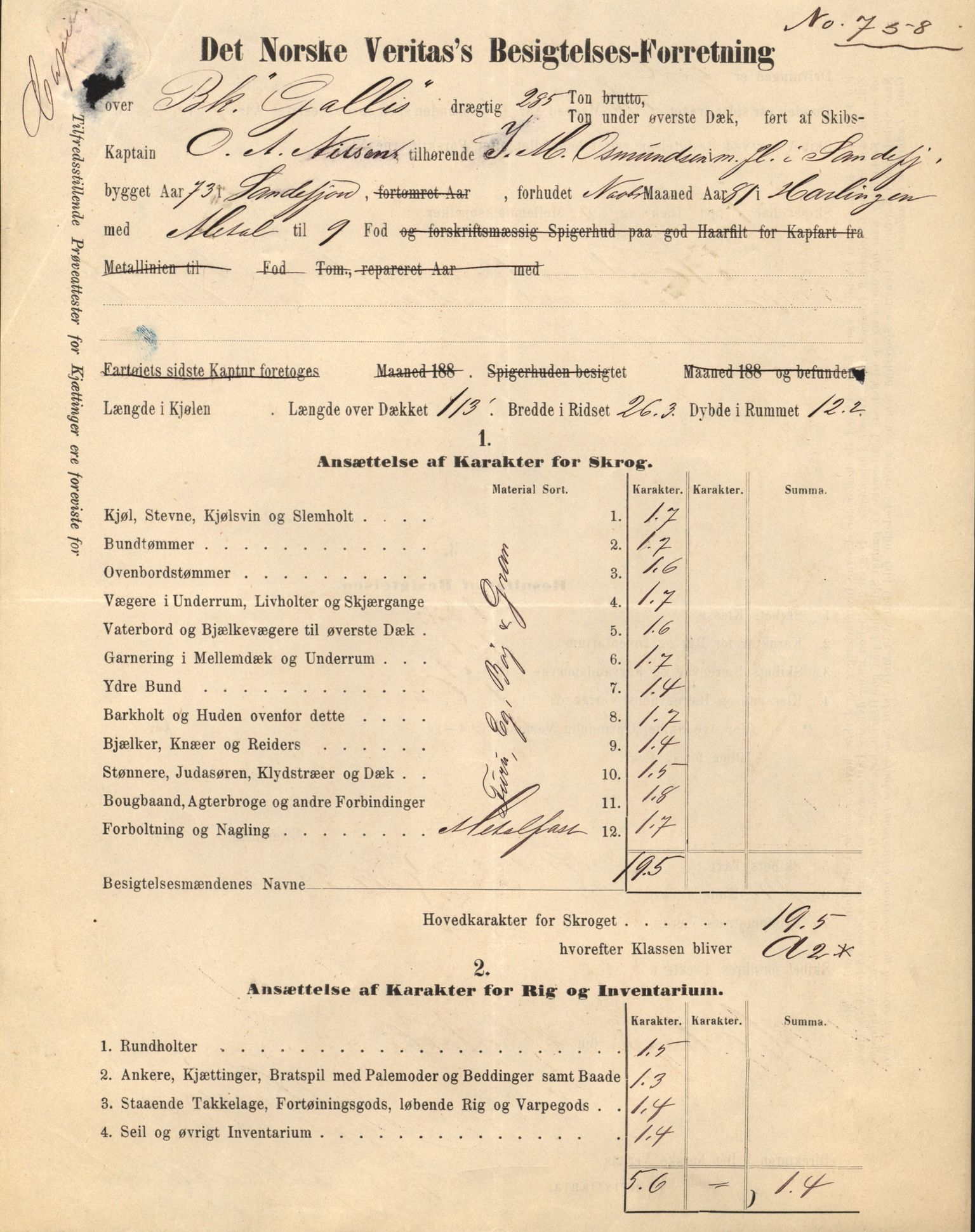 Pa 63 - Østlandske skibsassuranceforening, VEMU/A-1079/G/Ga/L0016/0002: Havaridokumenter / Brage, Frithof, Galis, Glencairn, Flink, 1883, p. 33