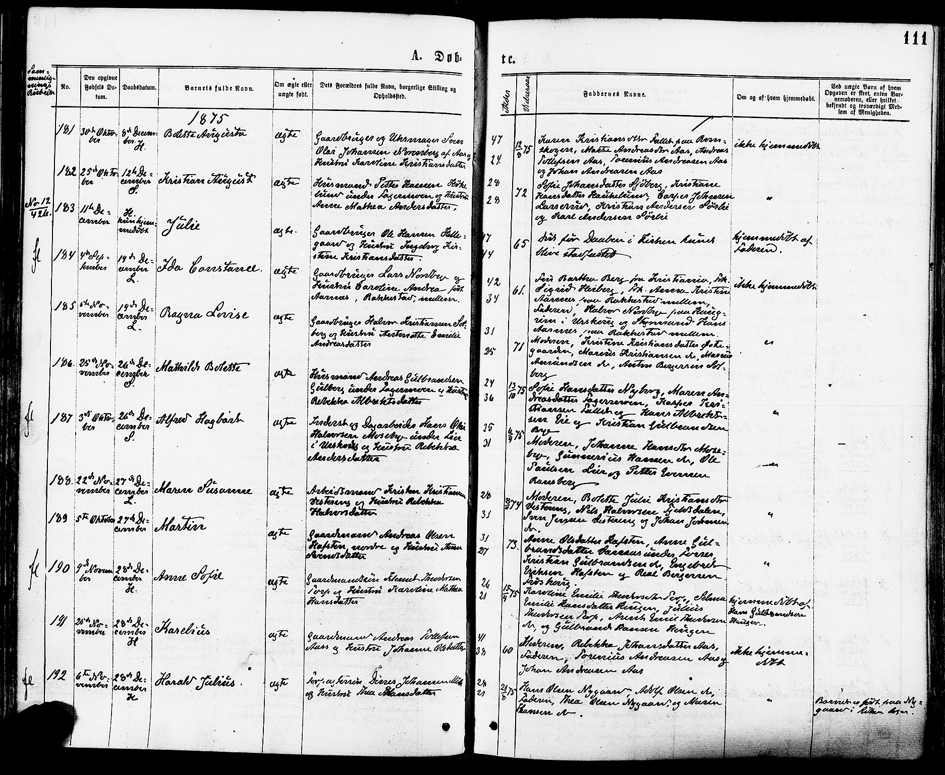 Høland prestekontor Kirkebøker, SAO/A-10346a/F/Fa/L0012.a: Parish register (official) no. I 12A, 1869-1879, p. 111