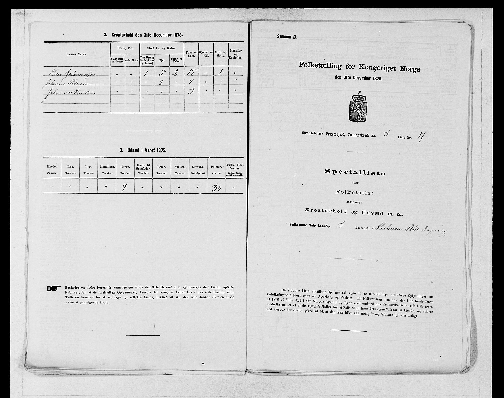 SAB, 1875 census for 1226P Strandebarm, 1875, p. 329