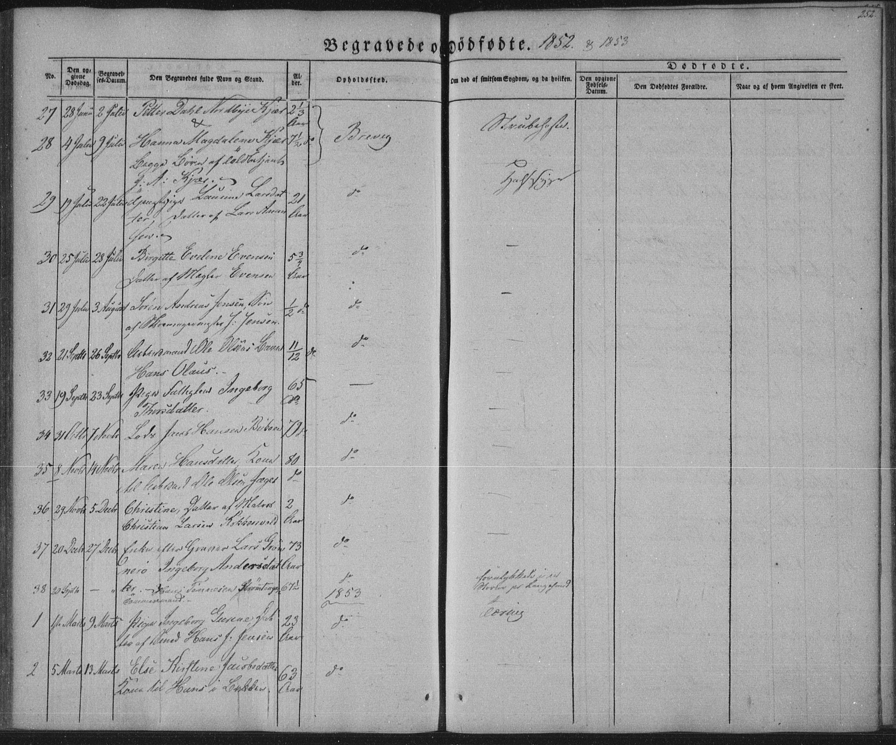 Brevik kirkebøker, AV/SAKO-A-255/F/Fa/L0005: Parish register (official) no. 5, 1847-1865, p. 252