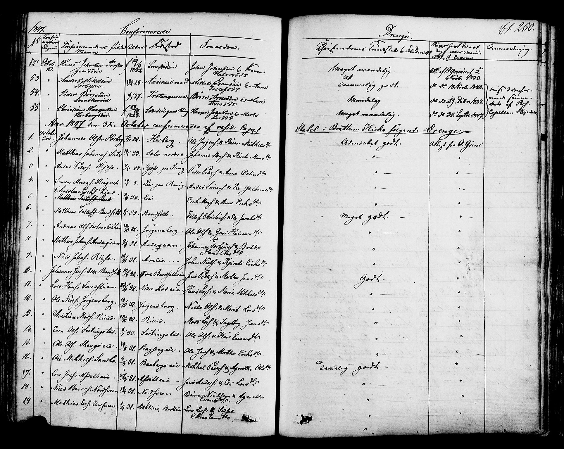Ringsaker prestekontor, SAH/PREST-014/K/Ka/L0008: Parish register (official) no. 8, 1837-1850, p. 250