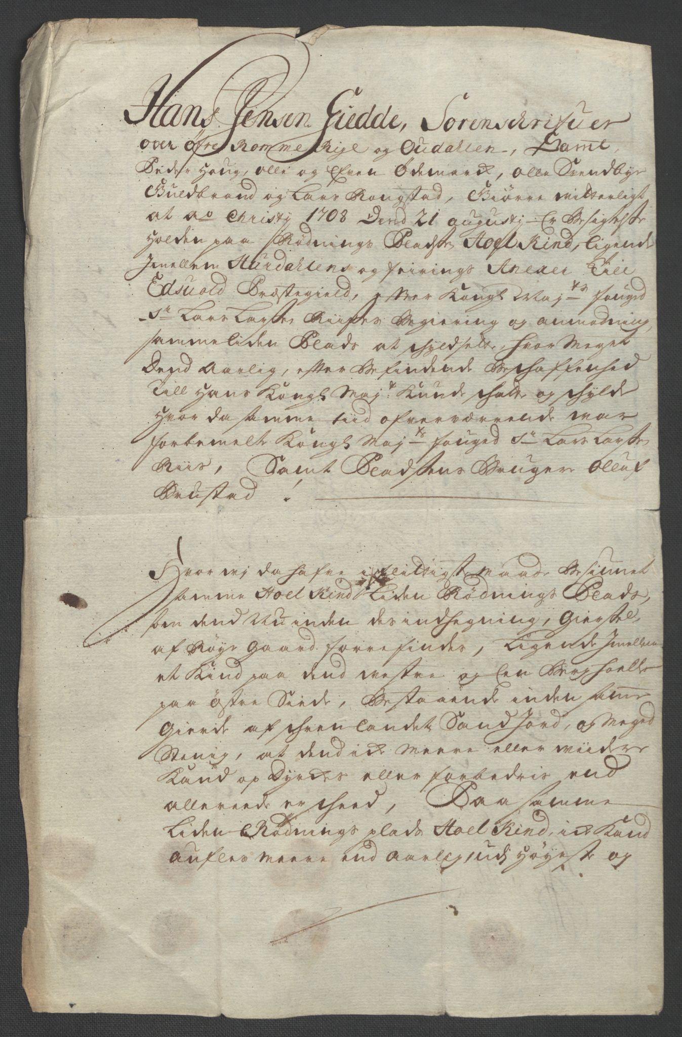 Rentekammeret inntil 1814, Reviderte regnskaper, Fogderegnskap, AV/RA-EA-4092/R12/L0719: Fogderegnskap Øvre Romerike, 1708-1709, p. 33