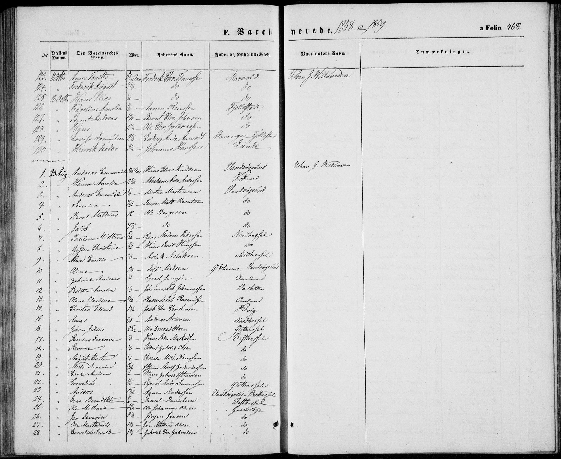 Lista sokneprestkontor, AV/SAK-1111-0027/F/Fb/L0002: Parish register (copy) no. B 2, 1847-1862, p. 468