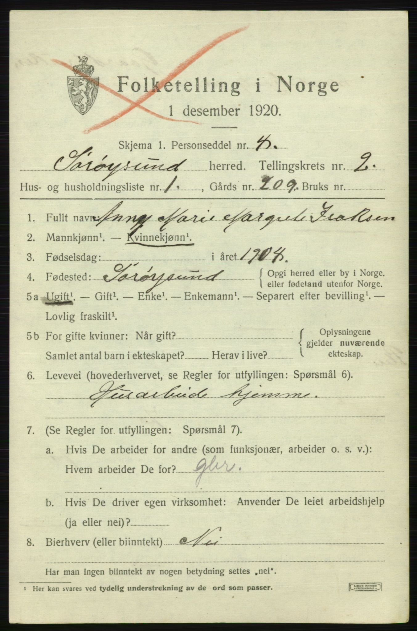 SATØ, 1920 census for Sørøysund rural district, 1920, p. 664