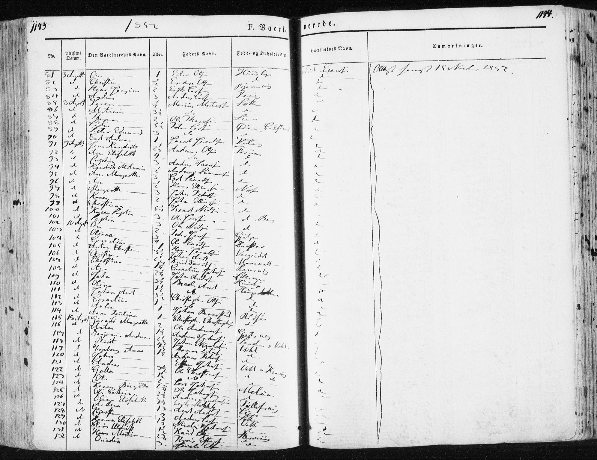 Ministerialprotokoller, klokkerbøker og fødselsregistre - Sør-Trøndelag, AV/SAT-A-1456/659/L0736: Parish register (official) no. 659A06, 1842-1856, p. 1143-1144