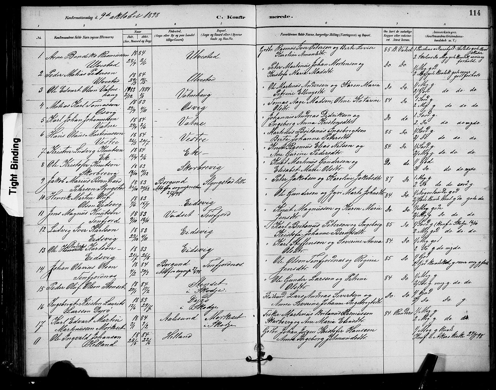 Ministerialprotokoller, klokkerbøker og fødselsregistre - Møre og Romsdal, AV/SAT-A-1454/525/L0376: Parish register (copy) no. 525C02, 1880-1902, p. 114