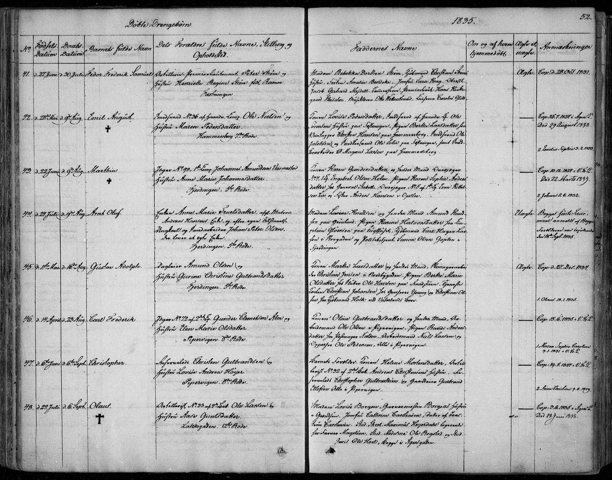 Garnisonsmenigheten Kirkebøker, AV/SAO-A-10846/F/Fa/L0006: Parish register (official) no. 6, 1828-1841, p. 52