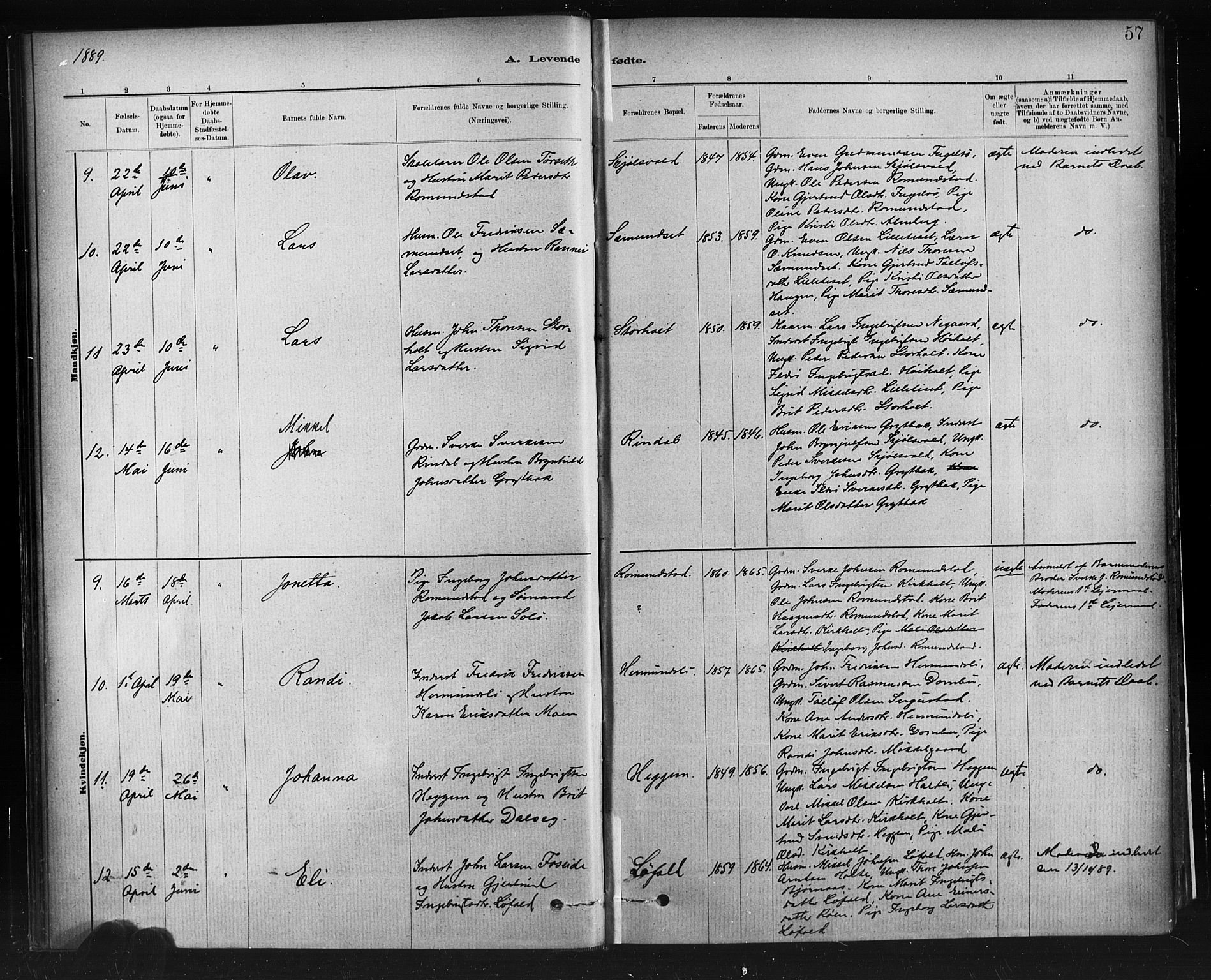 Ministerialprotokoller, klokkerbøker og fødselsregistre - Møre og Romsdal, AV/SAT-A-1454/598/L1069: Parish register (official) no. 598A03, 1882-1895, p. 57