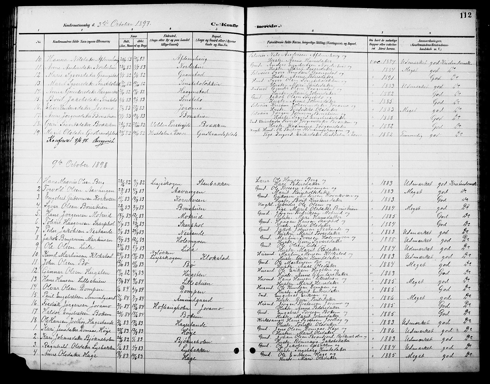 Lesja prestekontor, SAH/PREST-068/H/Ha/Hab/L0007: Parish register (copy) no. 7, 1895-1919, p. 112