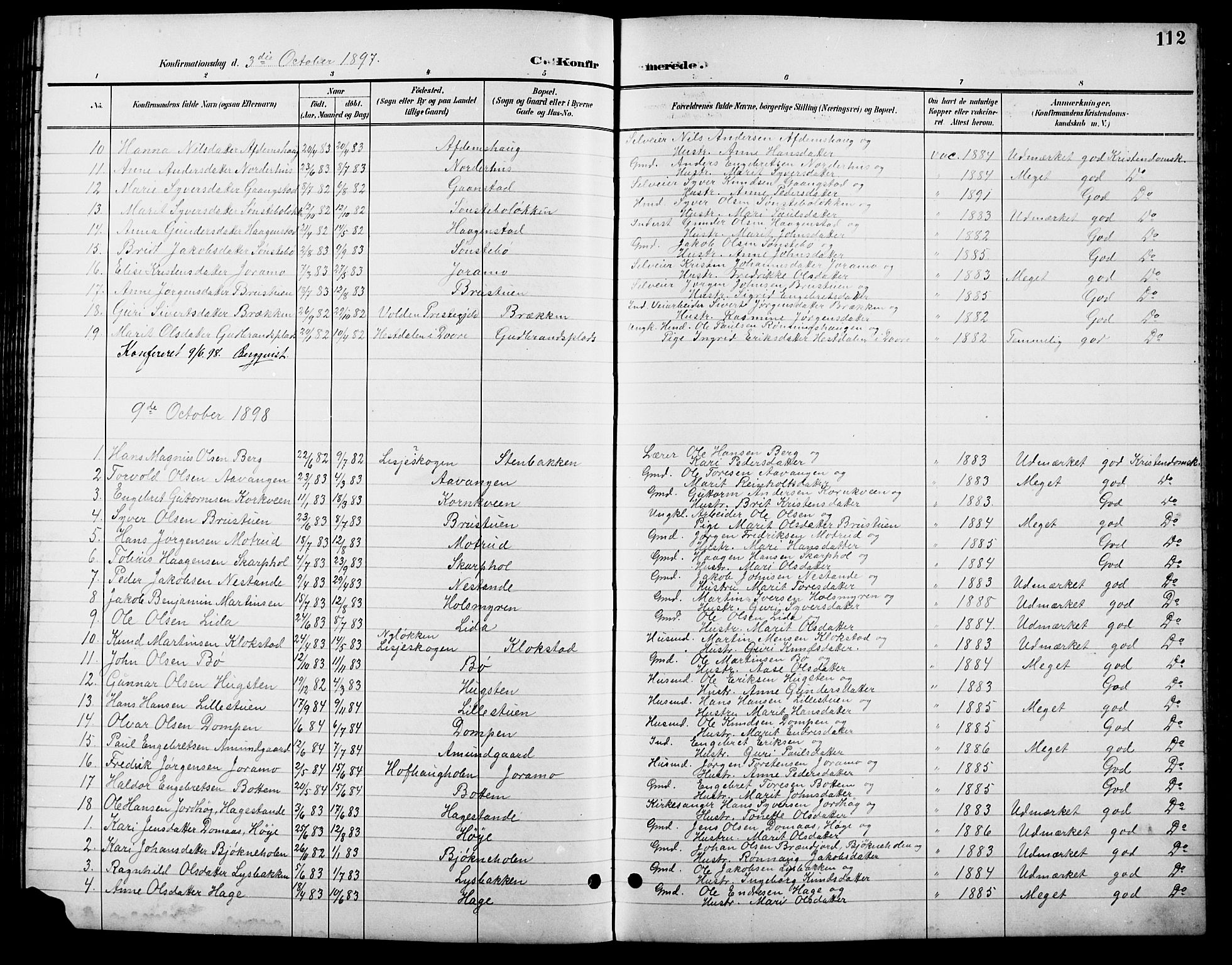 Lesja prestekontor, AV/SAH-PREST-068/H/Ha/Hab/L0007: Parish register (copy) no. 7, 1895-1919, p. 112