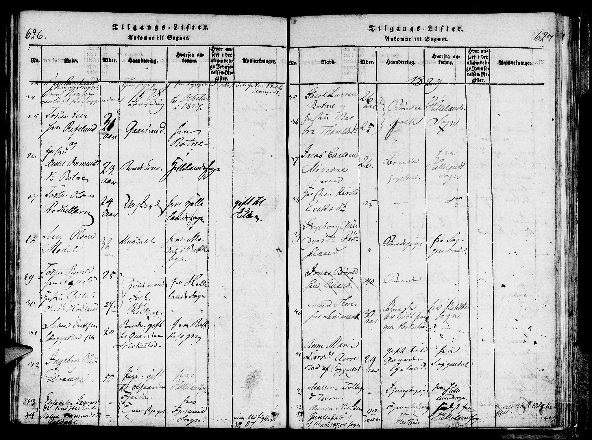 Lund sokneprestkontor, SAST/A-101809/S06/L0006: Parish register (official) no. A 6, 1816-1839, p. 626-627