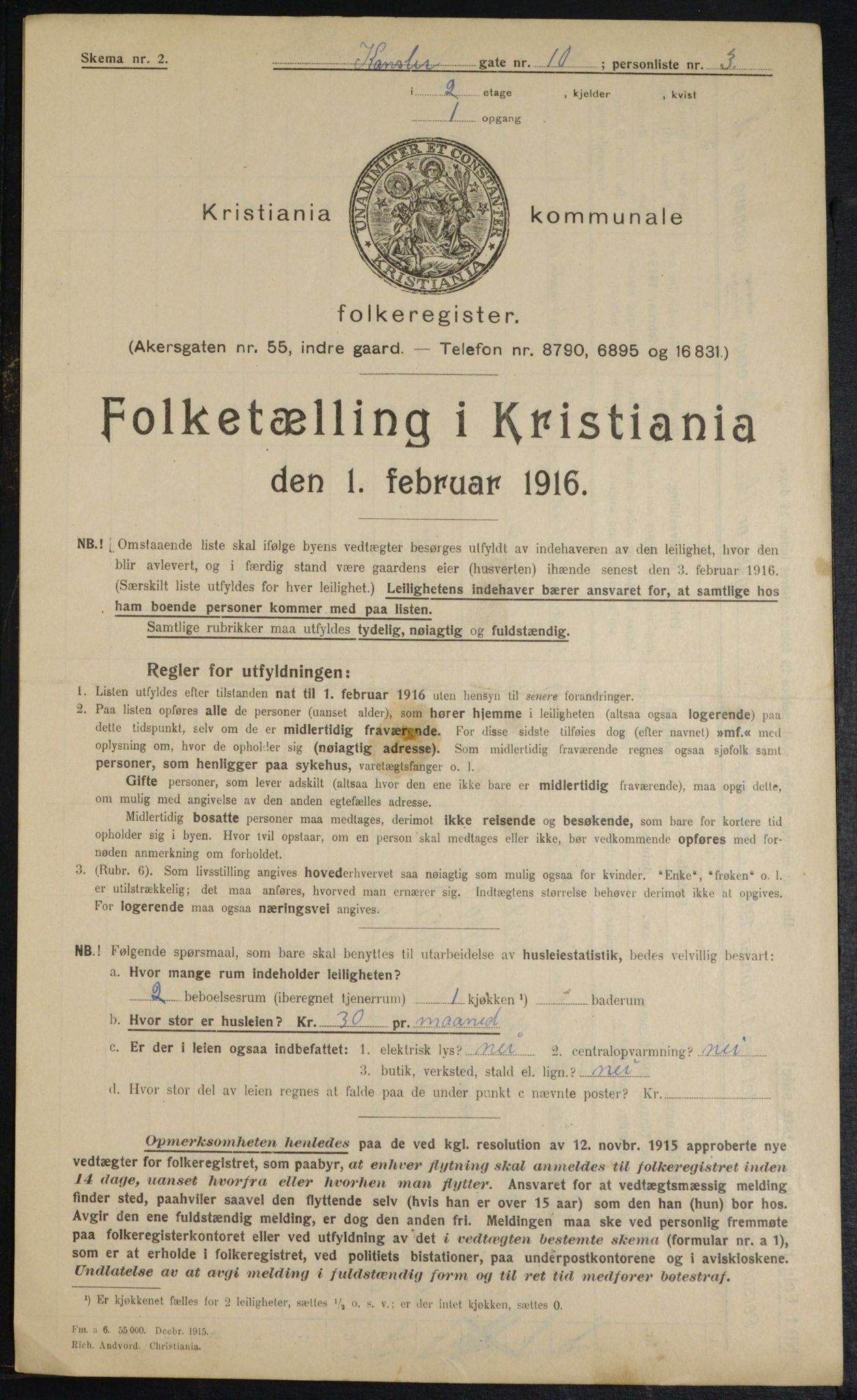 OBA, Municipal Census 1916 for Kristiania, 1916, p. 49178