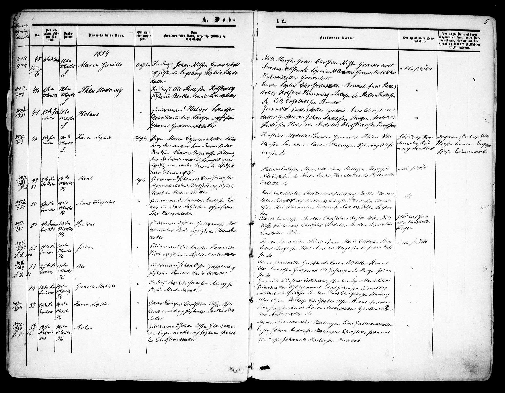 Høland prestekontor Kirkebøker, AV/SAO-A-10346a/F/Fa/L0010: Parish register (official) no. I 10, 1854-1861, p. 5