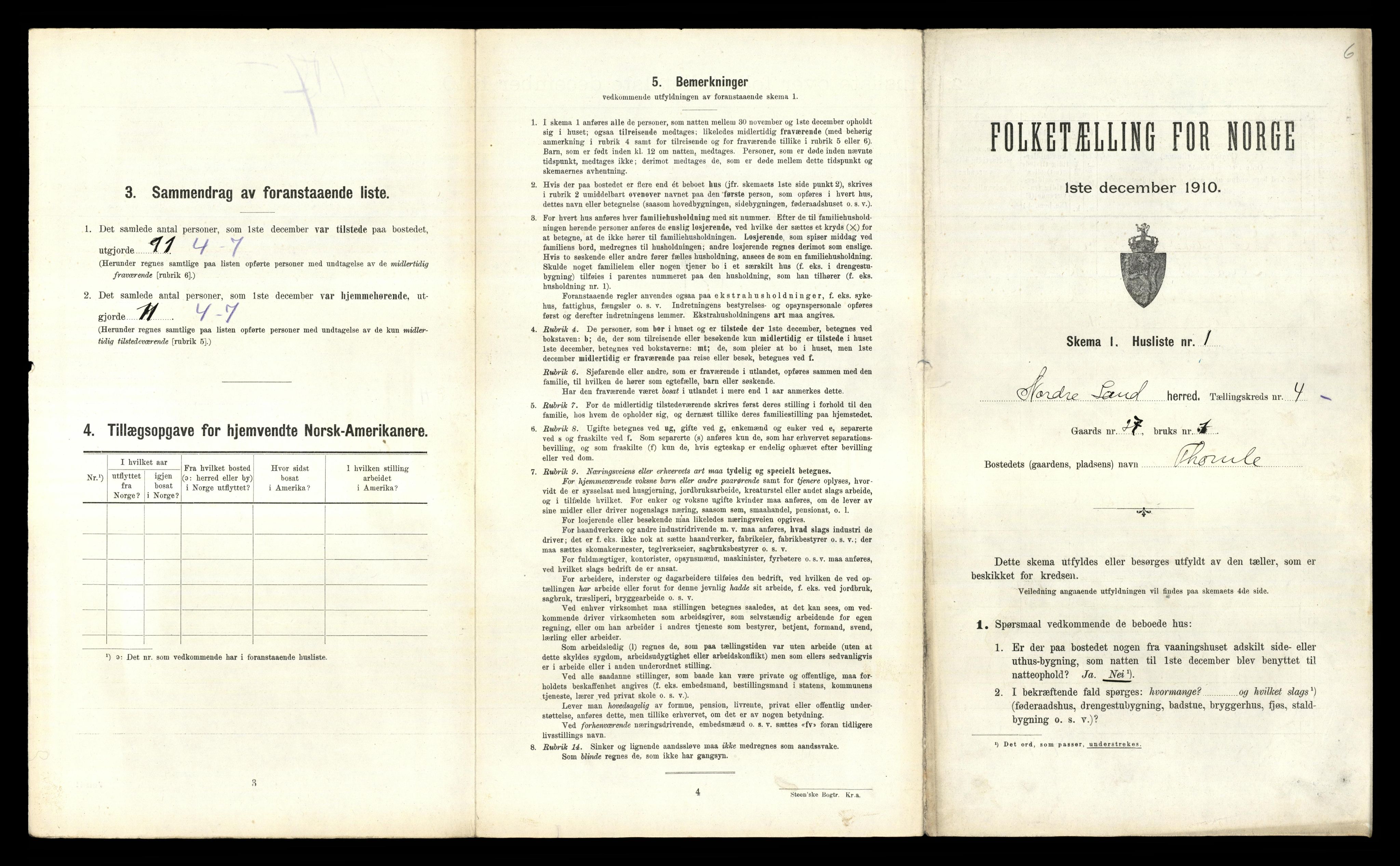 RA, 1910 census for Nordre Land, 1910, p. 403