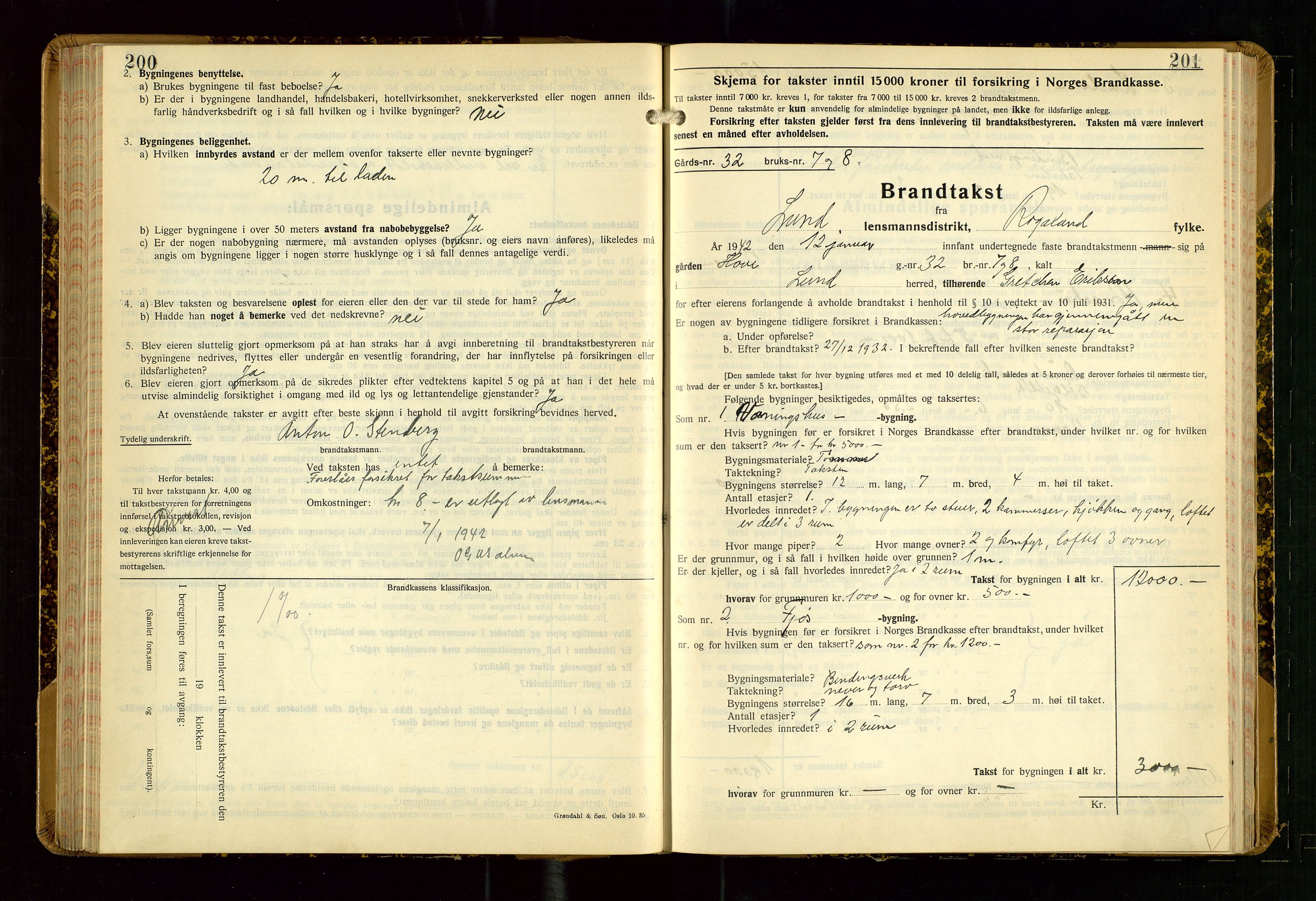 Lund lensmannskontor, AV/SAST-A-100303/Gob/L0006: "Brandtakstprotokoll", 1938-1951, p. 200-201