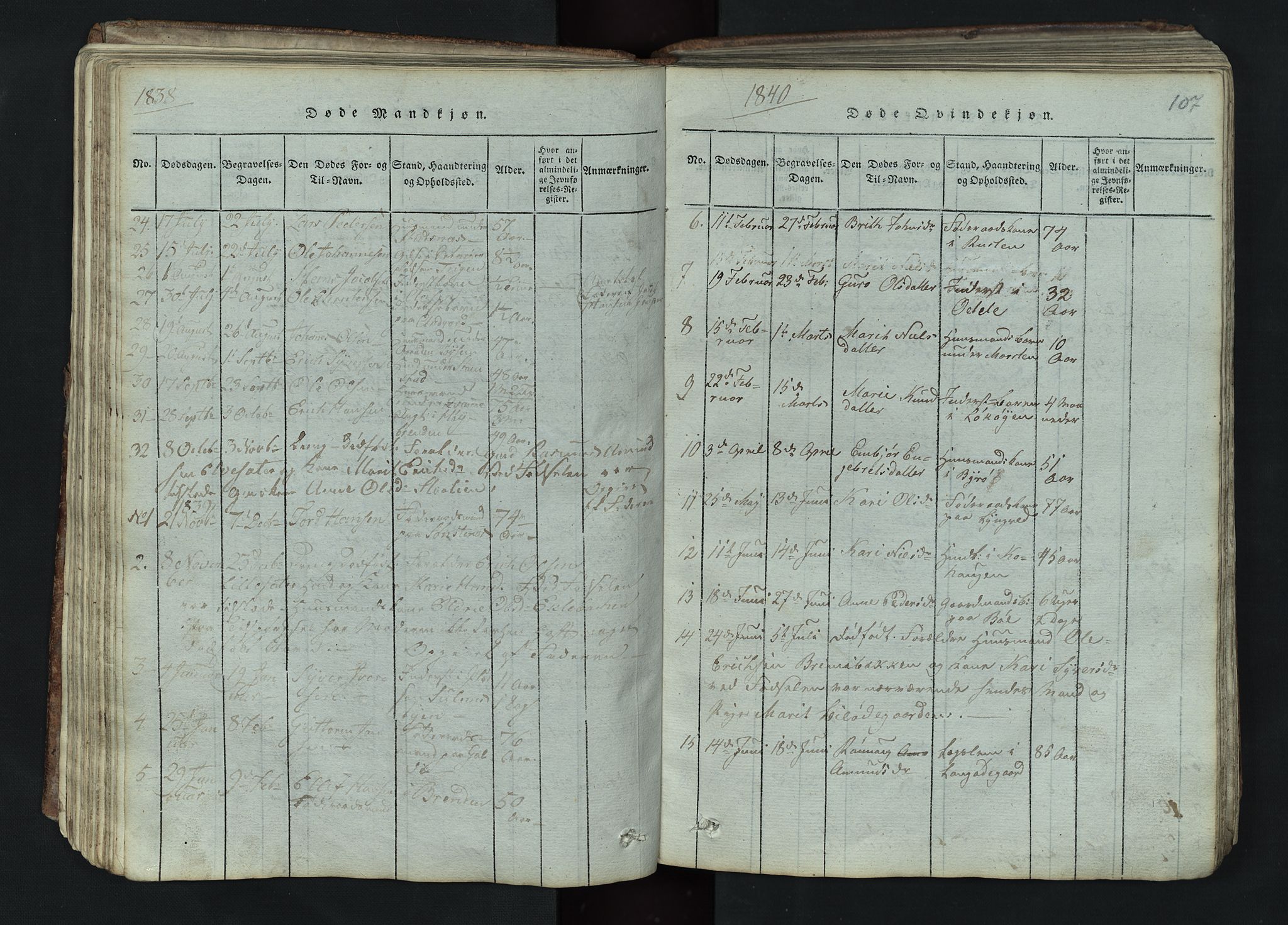 Lom prestekontor, SAH/PREST-070/L/L0002: Parish register (copy) no. 2, 1815-1844, p. 107