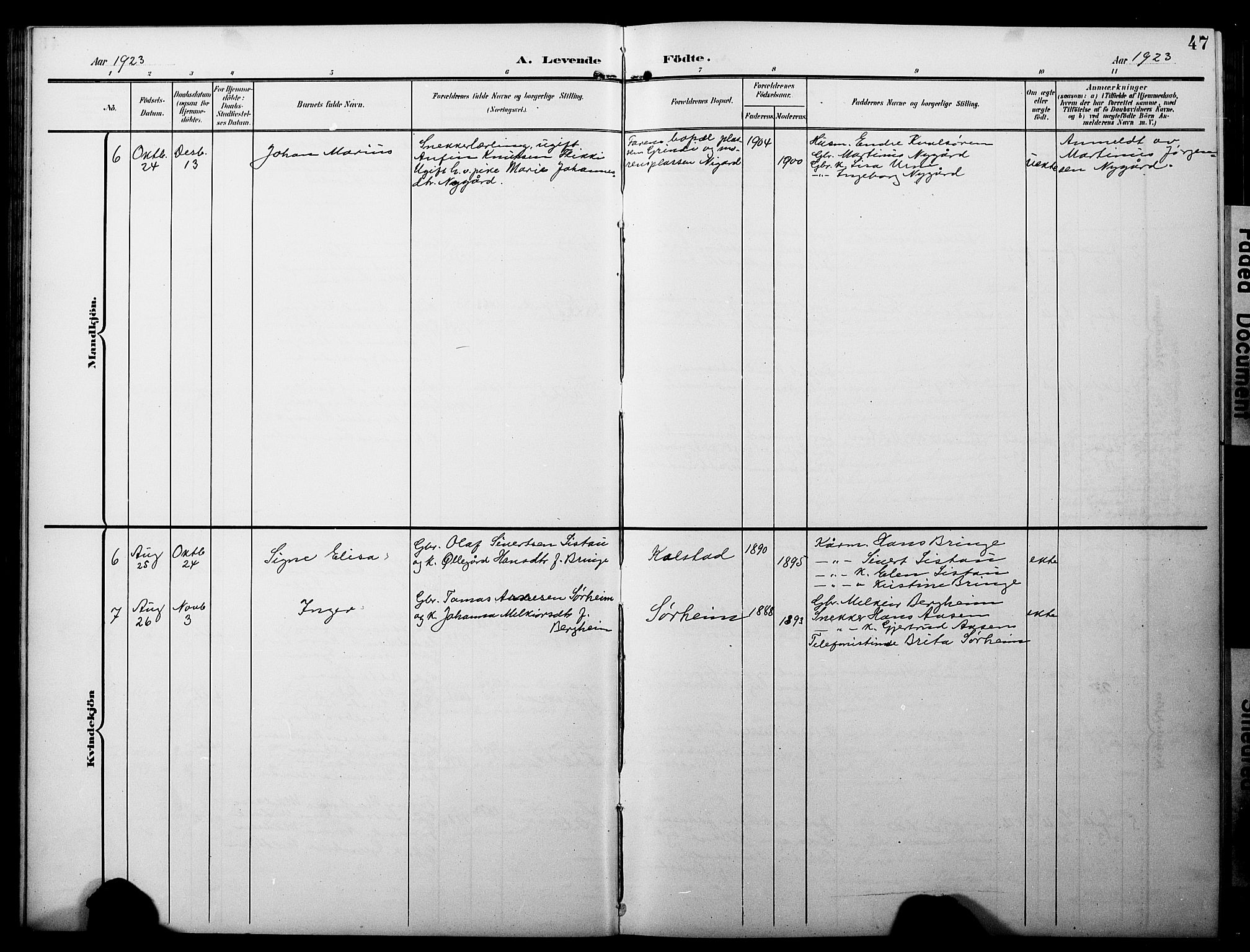 Luster sokneprestembete, AV/SAB-A-81101/H/Hab/Haba/L0001: Parish register (copy) no. A 1, 1903-1930, p. 47