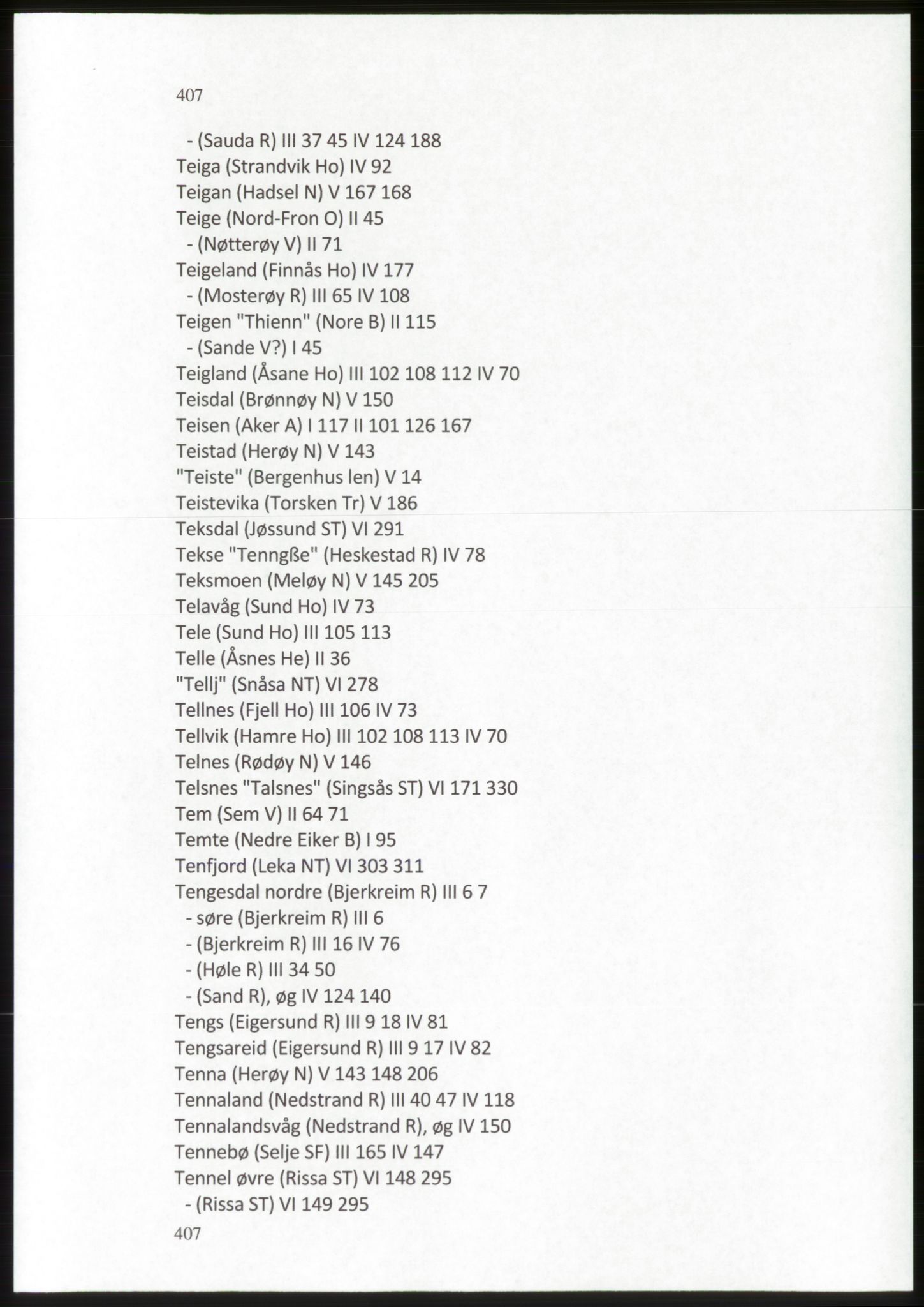 Publikasjoner utgitt av Arkivverket, PUBL/PUBL-001/C/0009: Stedsnavnregister, 1548-1567, p. 407