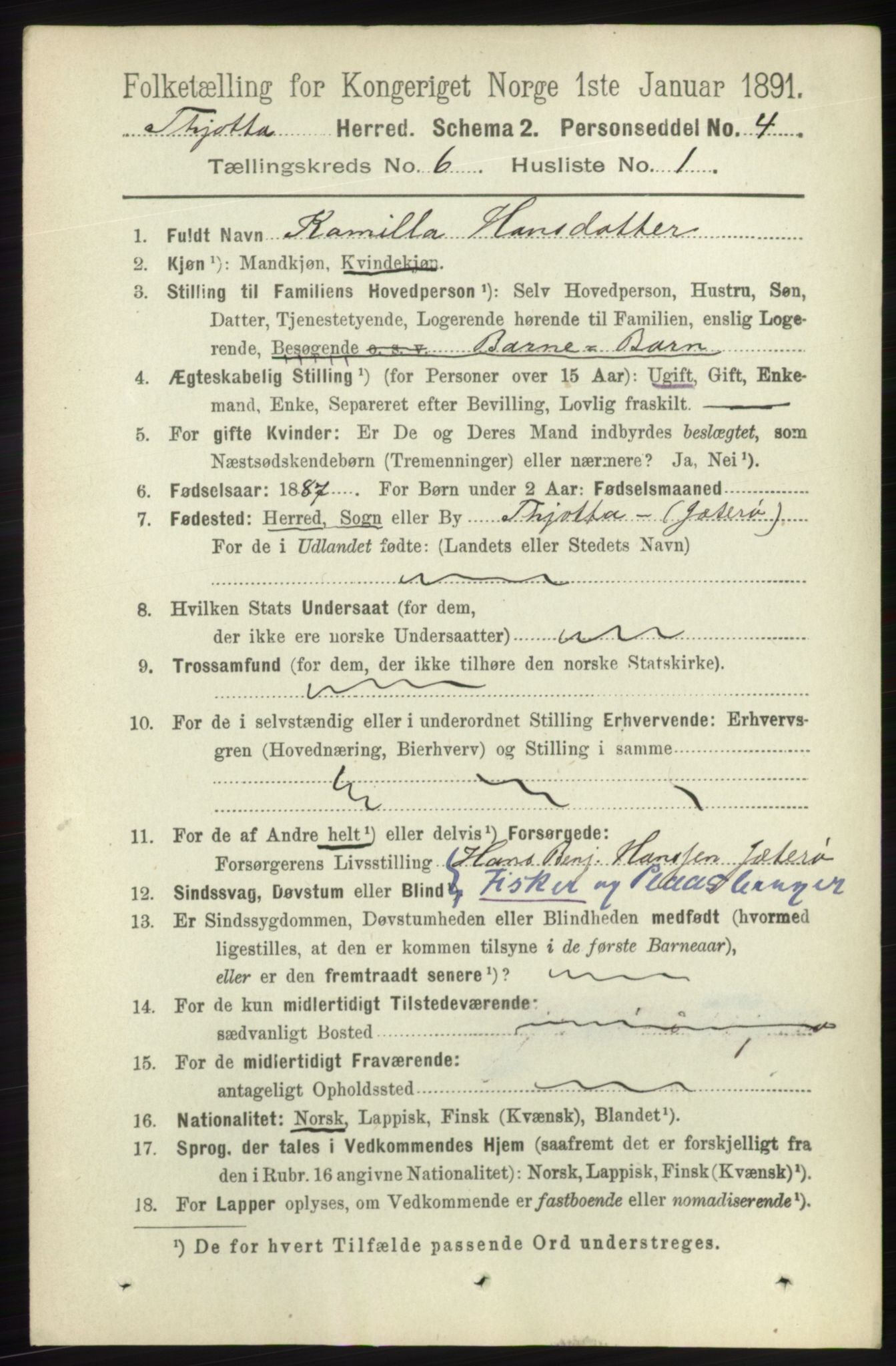 RA, 1891 census for 1817 Tjøtta, 1891, p. 2876