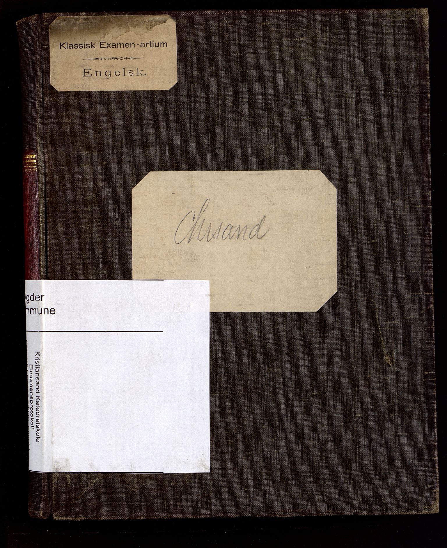 Vest-Agder Fylkeskommune - Kristiansand Katedralskole, ARKSOR/1000VA562/G/Gb/L0009: Eksamensprotokoll - Engelsk, Klassisk Examen-artium (d), 1884-1902