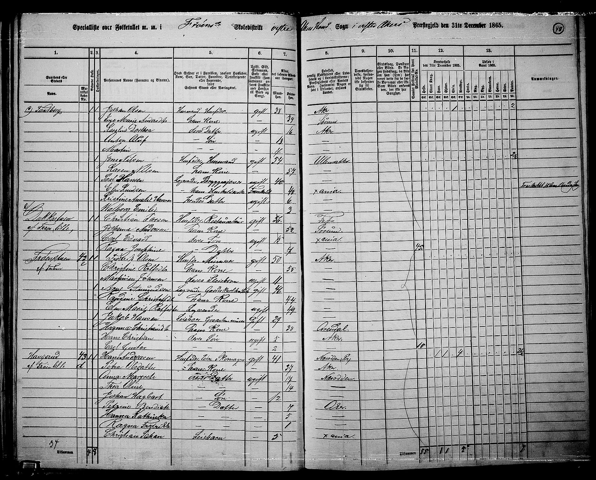 RA, 1865 census for Vestre Aker, 1865, p. 46