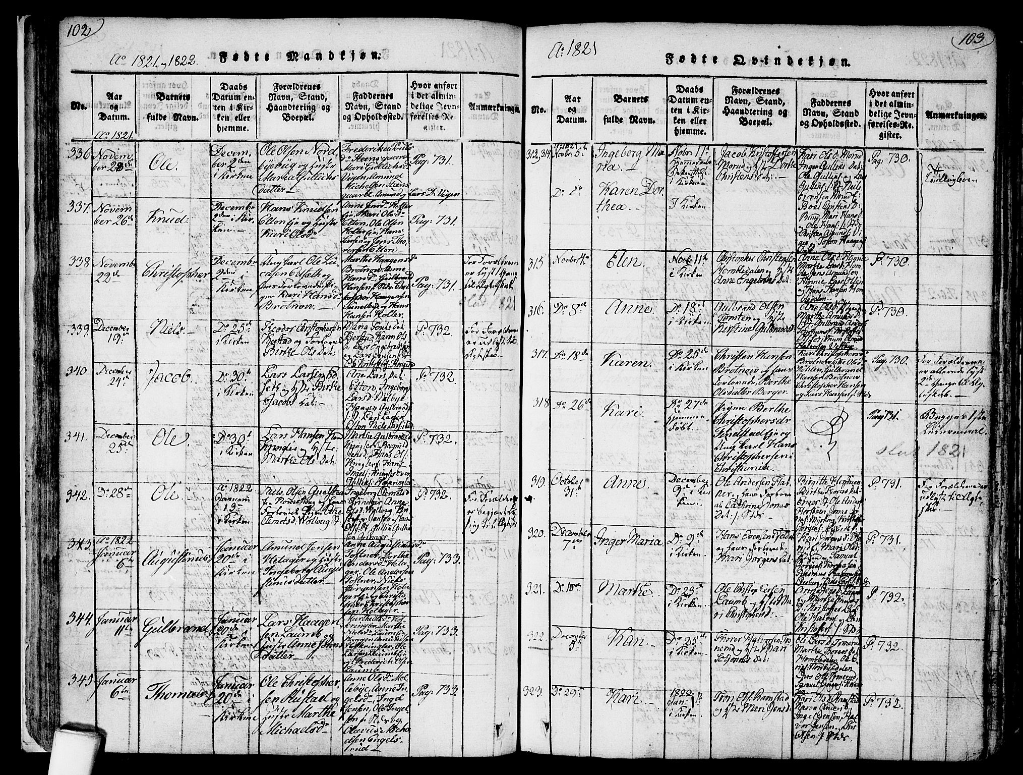 Nannestad prestekontor Kirkebøker, AV/SAO-A-10414a/F/Fa/L0009: Parish register (official) no. I 9, 1815-1840, p. 102-103