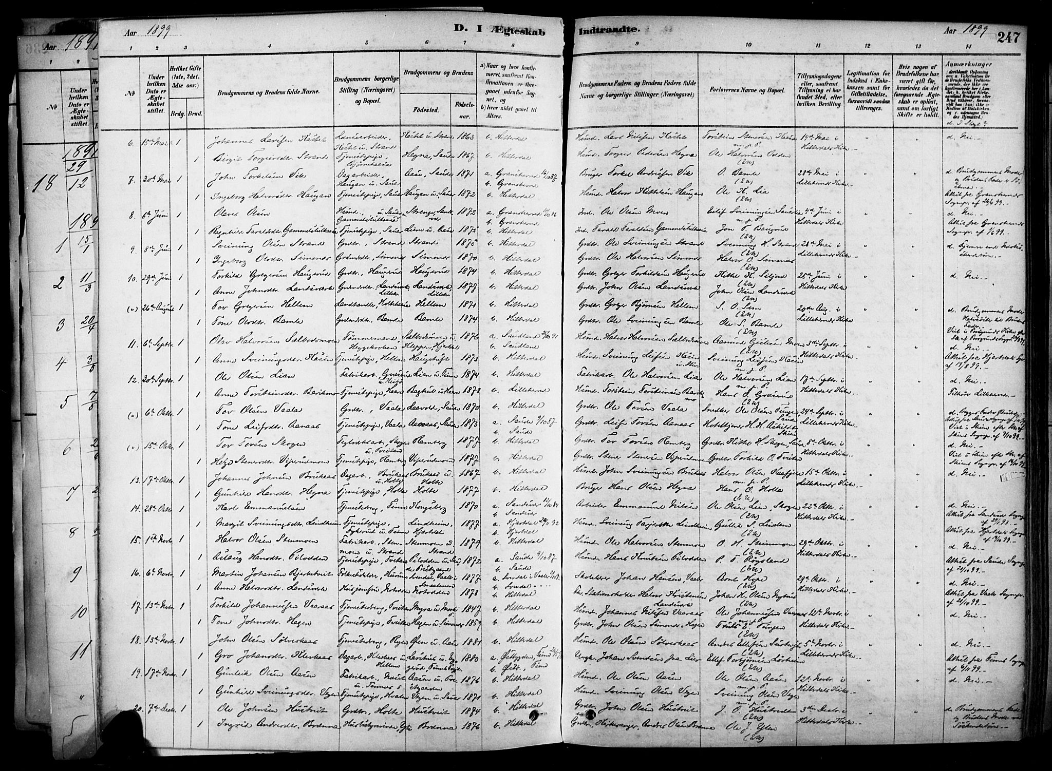 Heddal kirkebøker, SAKO/A-268/F/Fa/L0008: Parish register (official) no. I 8, 1878-1903, p. 247