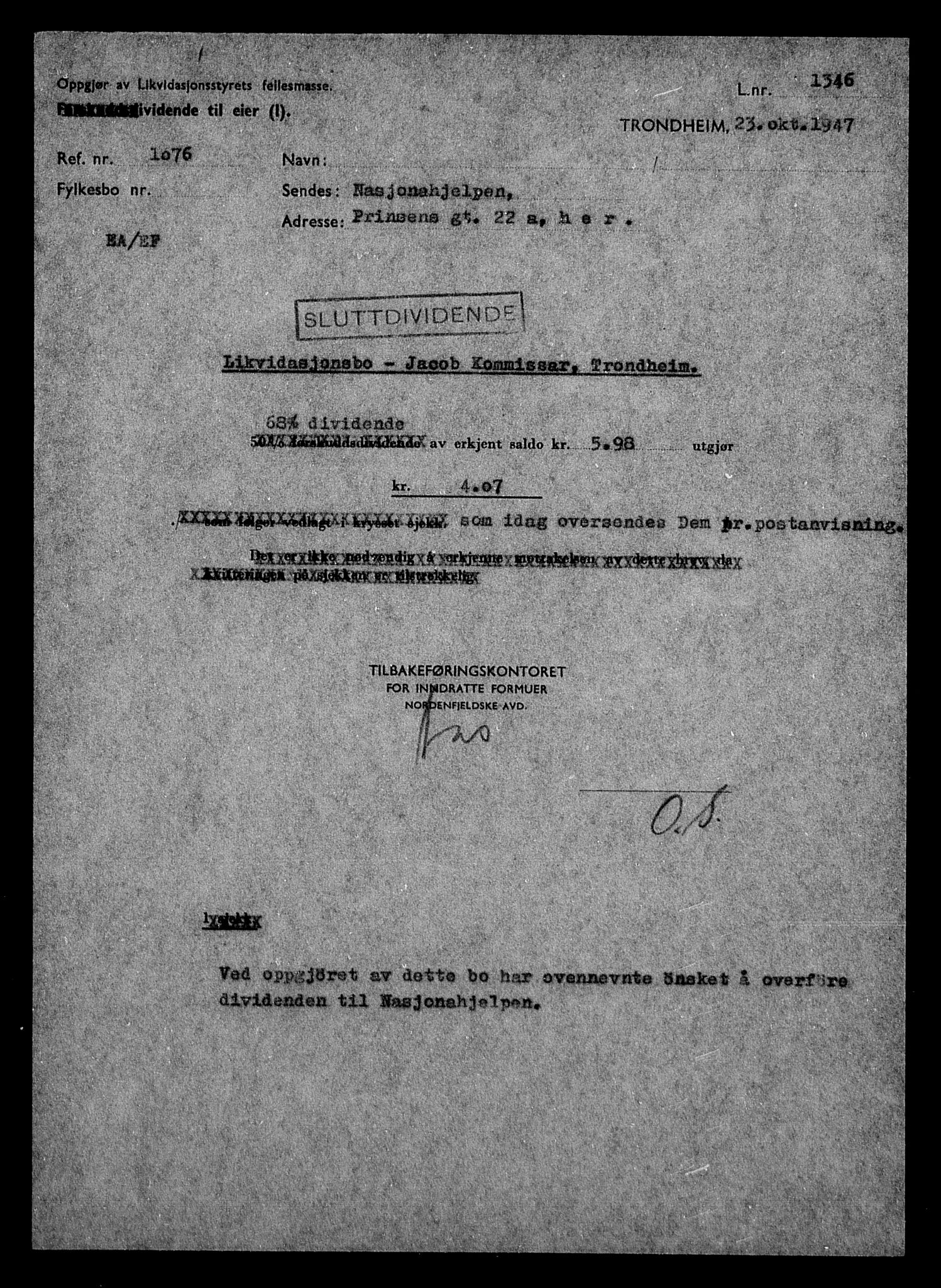 Justisdepartementet, Tilbakeføringskontoret for inndratte formuer, AV/RA-S-1564/H/Hc/Hca/L0902: --, 1945-1947, p. 384