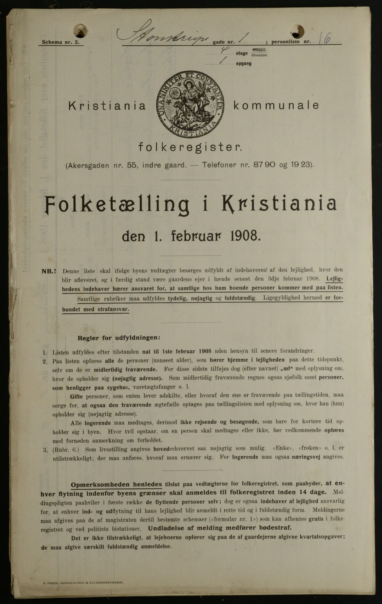 OBA, Municipal Census 1908 for Kristiania, 1908, p. 90563