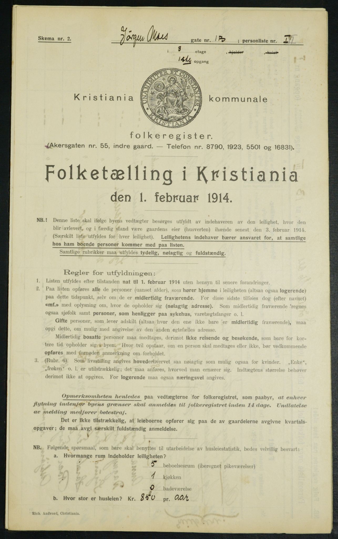 OBA, Municipal Census 1914 for Kristiania, 1914, p. 47690