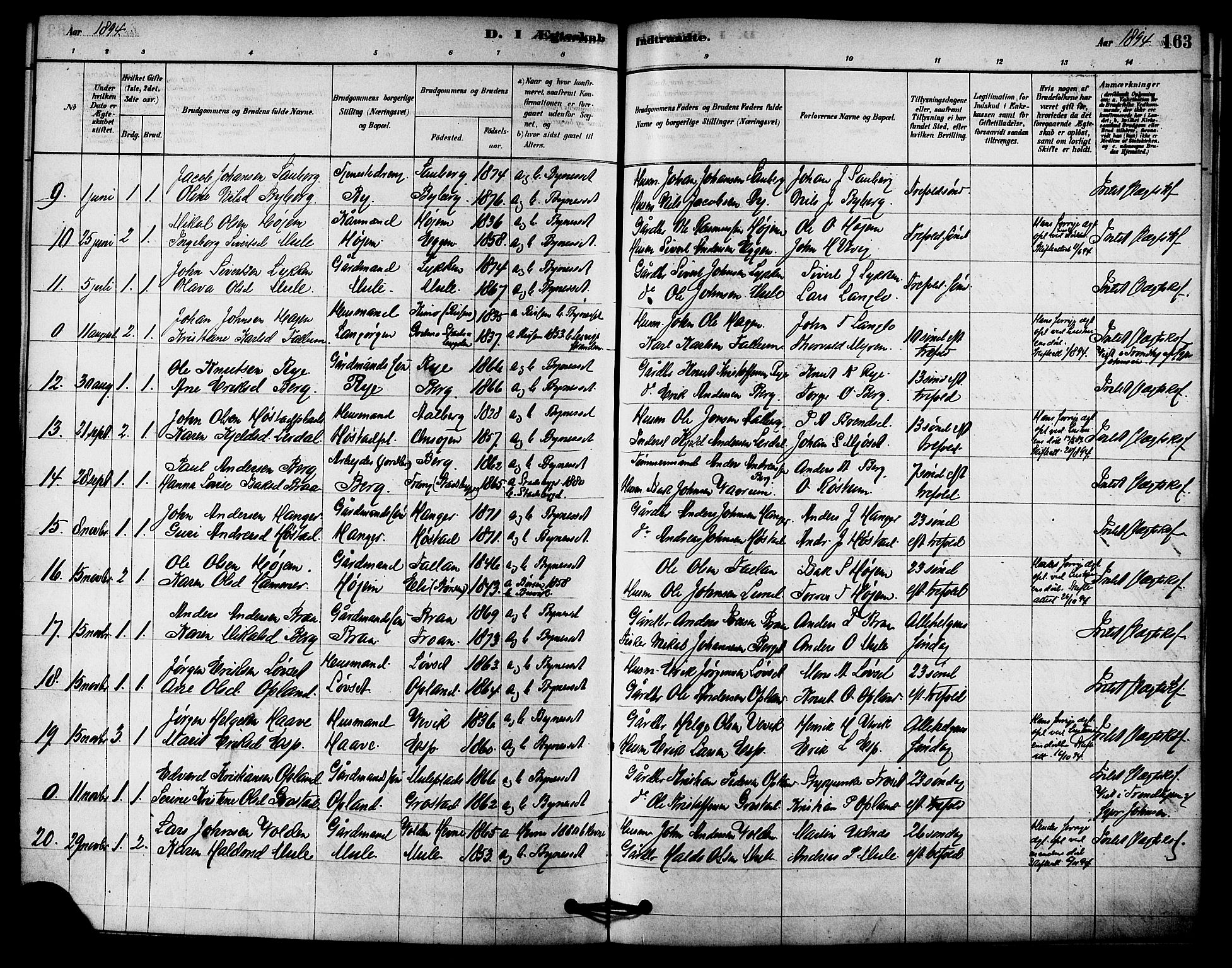 Ministerialprotokoller, klokkerbøker og fødselsregistre - Sør-Trøndelag, AV/SAT-A-1456/612/L0378: Parish register (official) no. 612A10, 1878-1897, p. 163