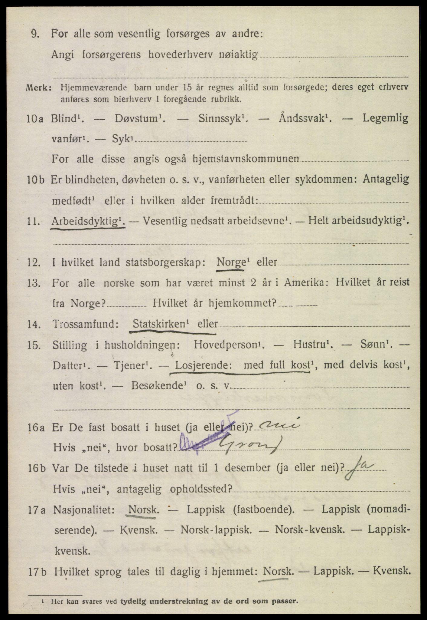 SAT, 1920 census for Grong, 1920, p. 5626