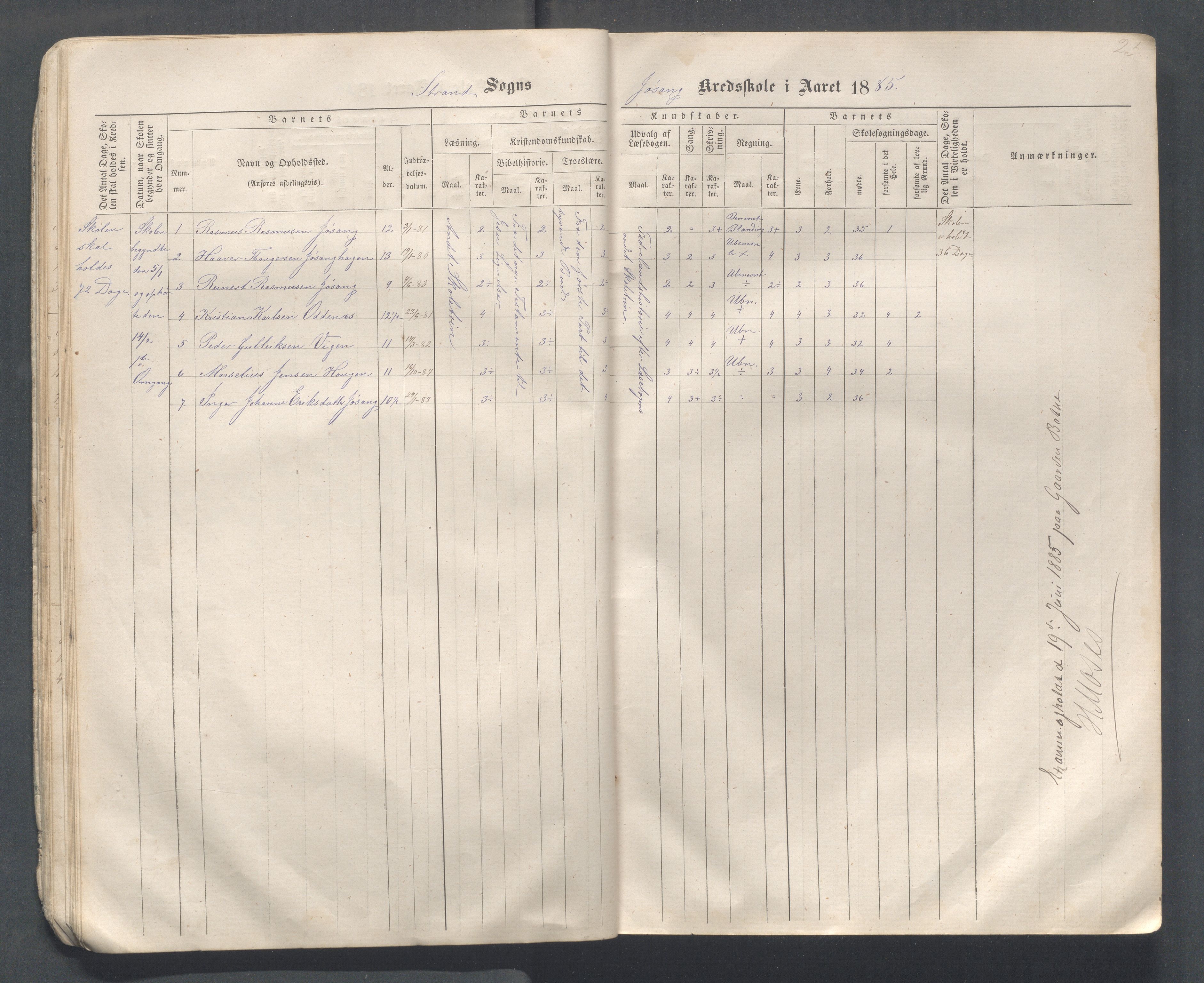 Strand kommune - Hidle, Heien, Heng, Jøssang, Kvalvåg og Midttun skole, IKAR/A-159/H/L0001: Skoleprotokoll for skolekretsene Hidle, Heng, Jøssang, og Heien, 1864-1891, p. 25