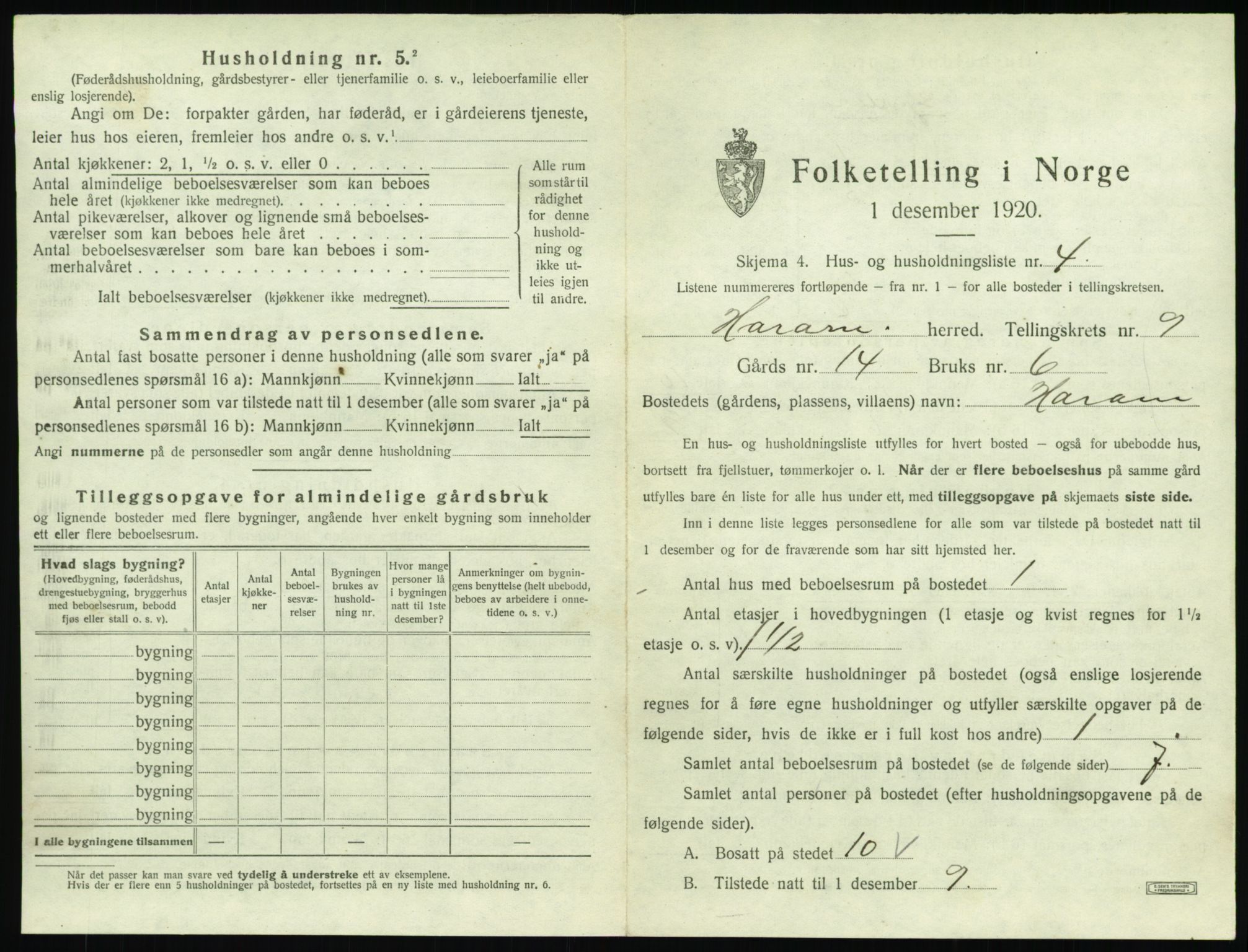 SAT, 1920 census for Haram, 1920, p. 591