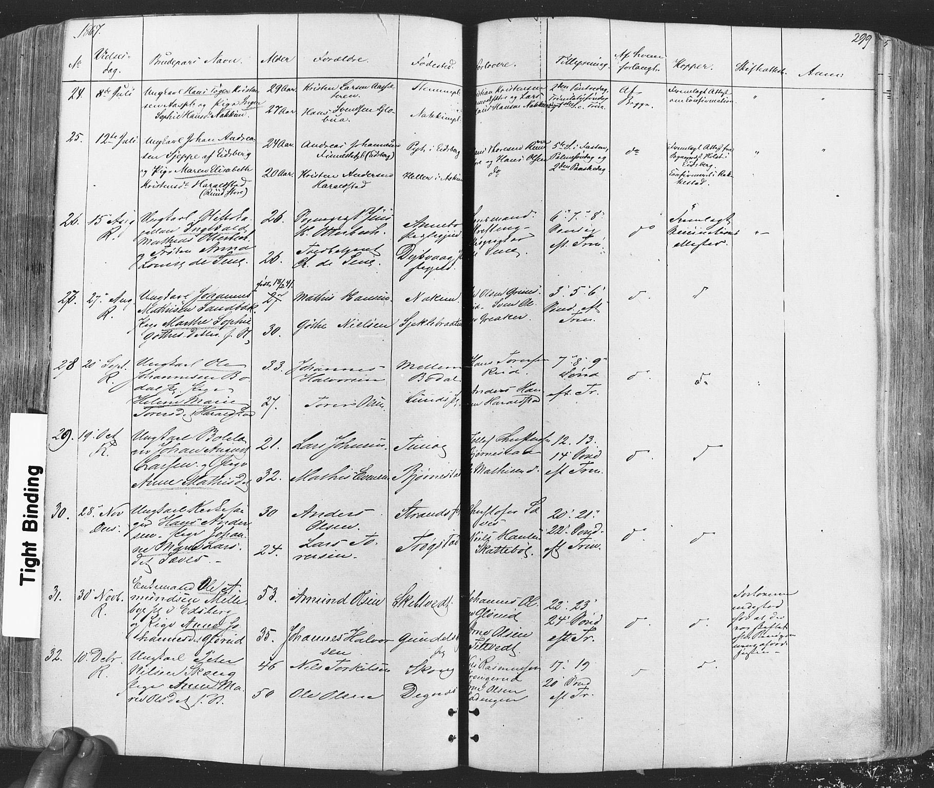 Rakkestad prestekontor Kirkebøker, SAO/A-2008/F/Fa/L0011: Parish register (official) no. I 11, 1862-1877, p. 299
