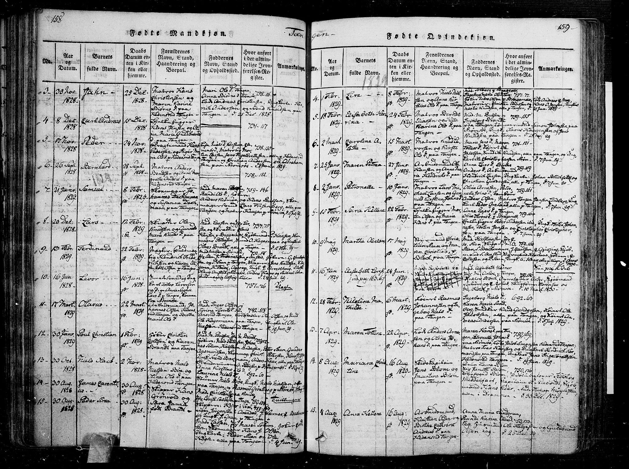 Skoger kirkebøker, SAKO/A-59/F/Fa/L0002: Parish register (official) no. I 2 /2, 1814-1842, p. 158-159