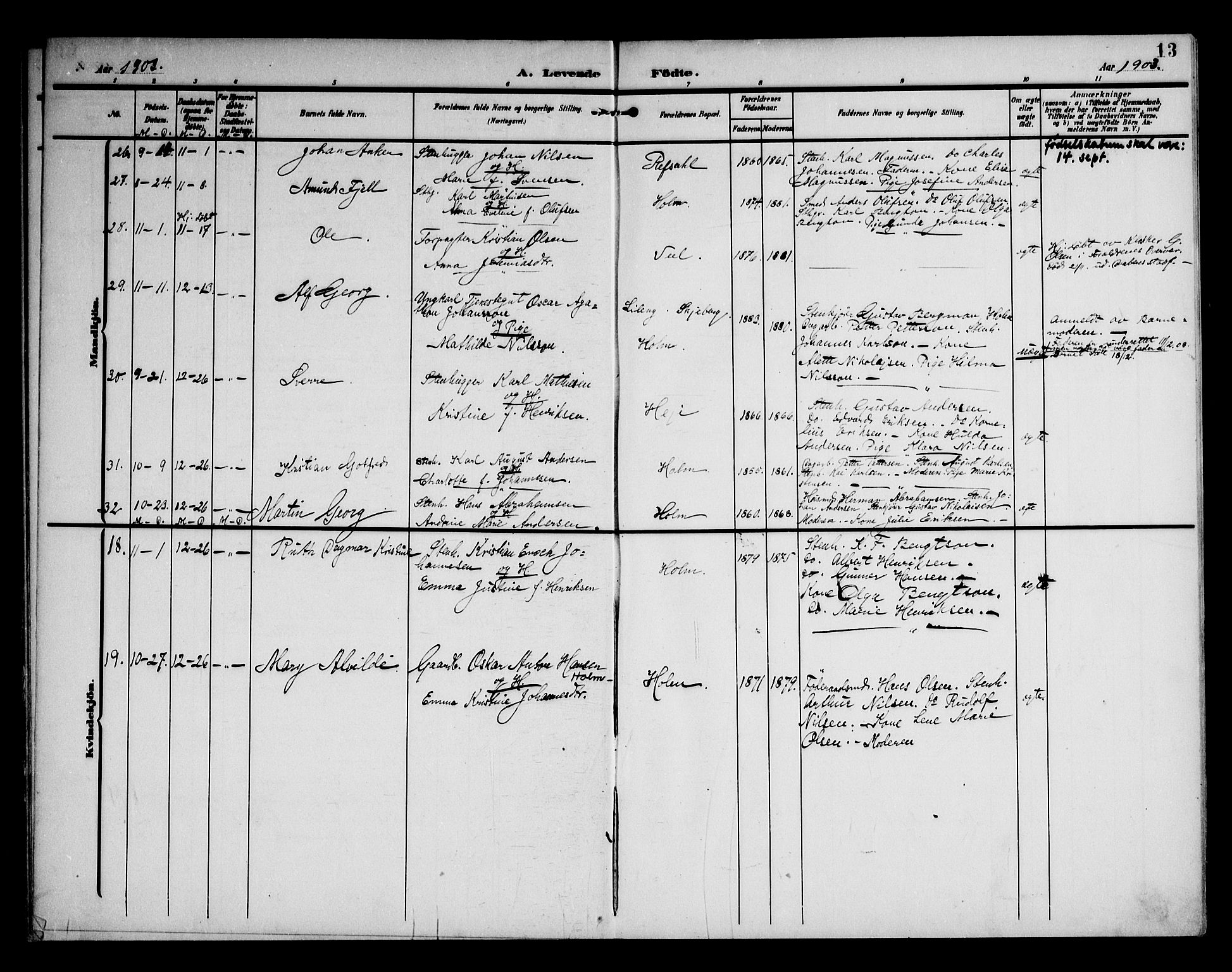 Borge prestekontor Kirkebøker, AV/SAO-A-10903/F/Fb/L0004: Parish register (official) no. II 4, 1902-1914, p. 13