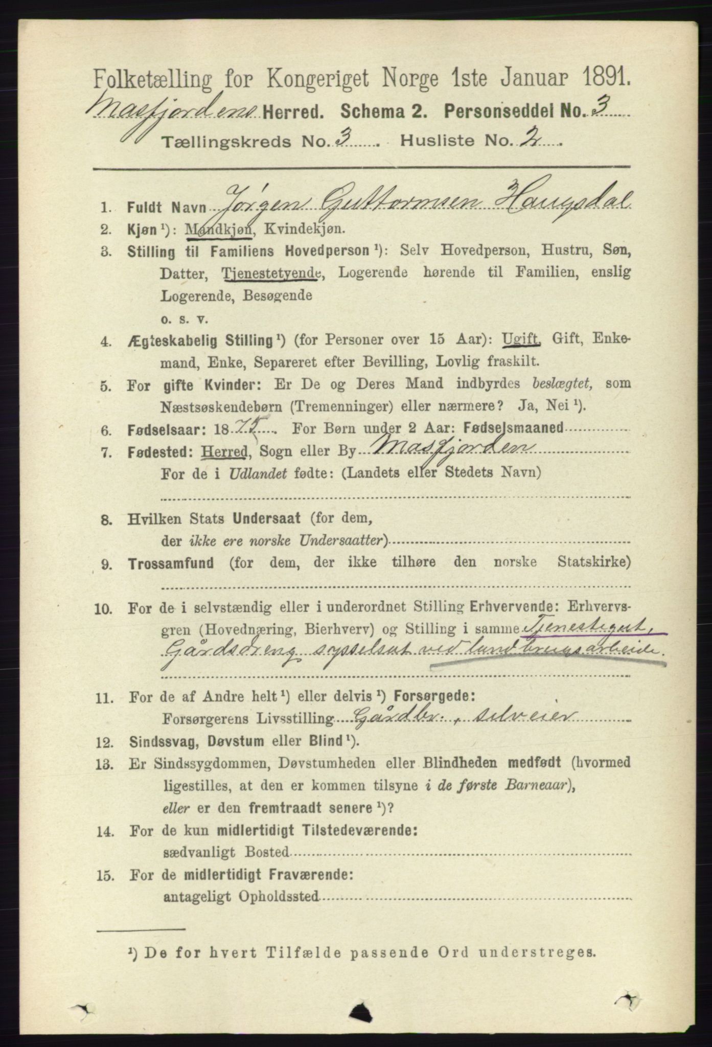 RA, 1891 census for 1266 Masfjorden, 1891, p. 533