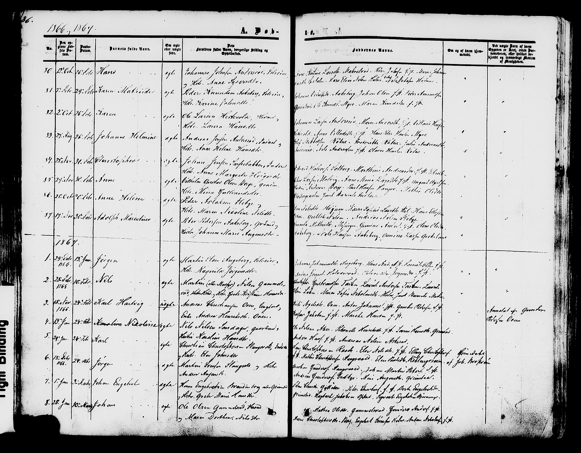 Råde prestekontor kirkebøker, AV/SAO-A-2009/F/Fa/L0006: Parish register (official) no. 6, 1854-1877, p. 86