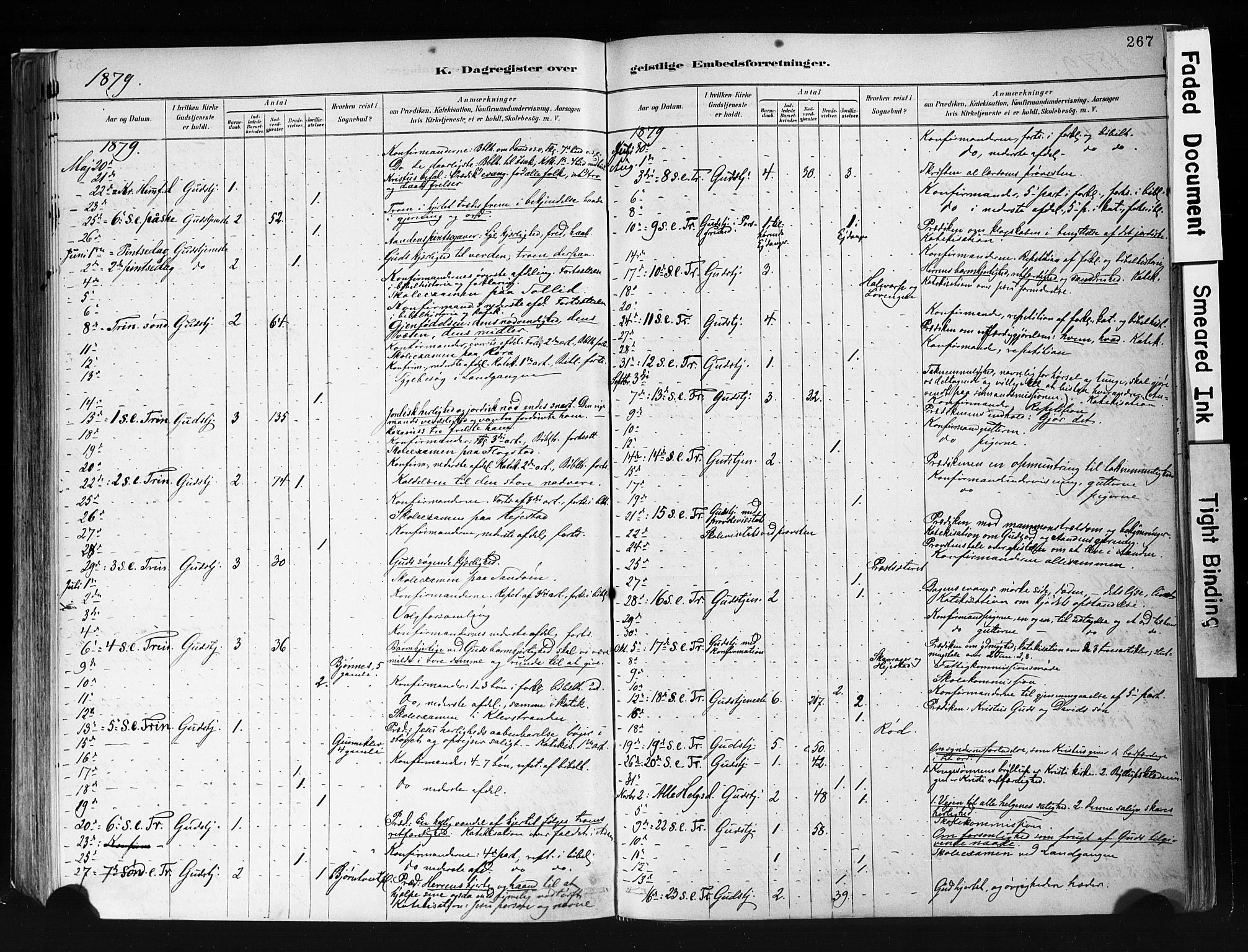 Eidanger kirkebøker, AV/SAKO-A-261/F/Fa/L0012: Parish register (official) no. 12, 1879-1900, p. 267