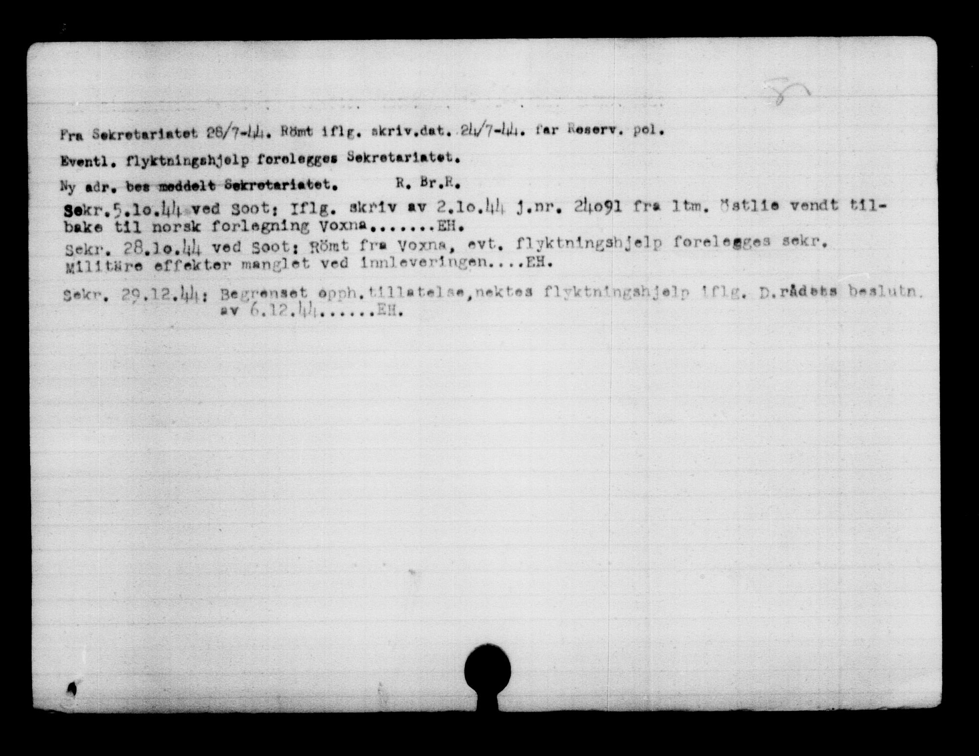 Den Kgl. Norske Legasjons Flyktningskontor, RA/S-6753/V/Va/L0006: Kjesäterkartoteket.  Flyktningenr. 9400-12711, 1940-1945, p. 1422