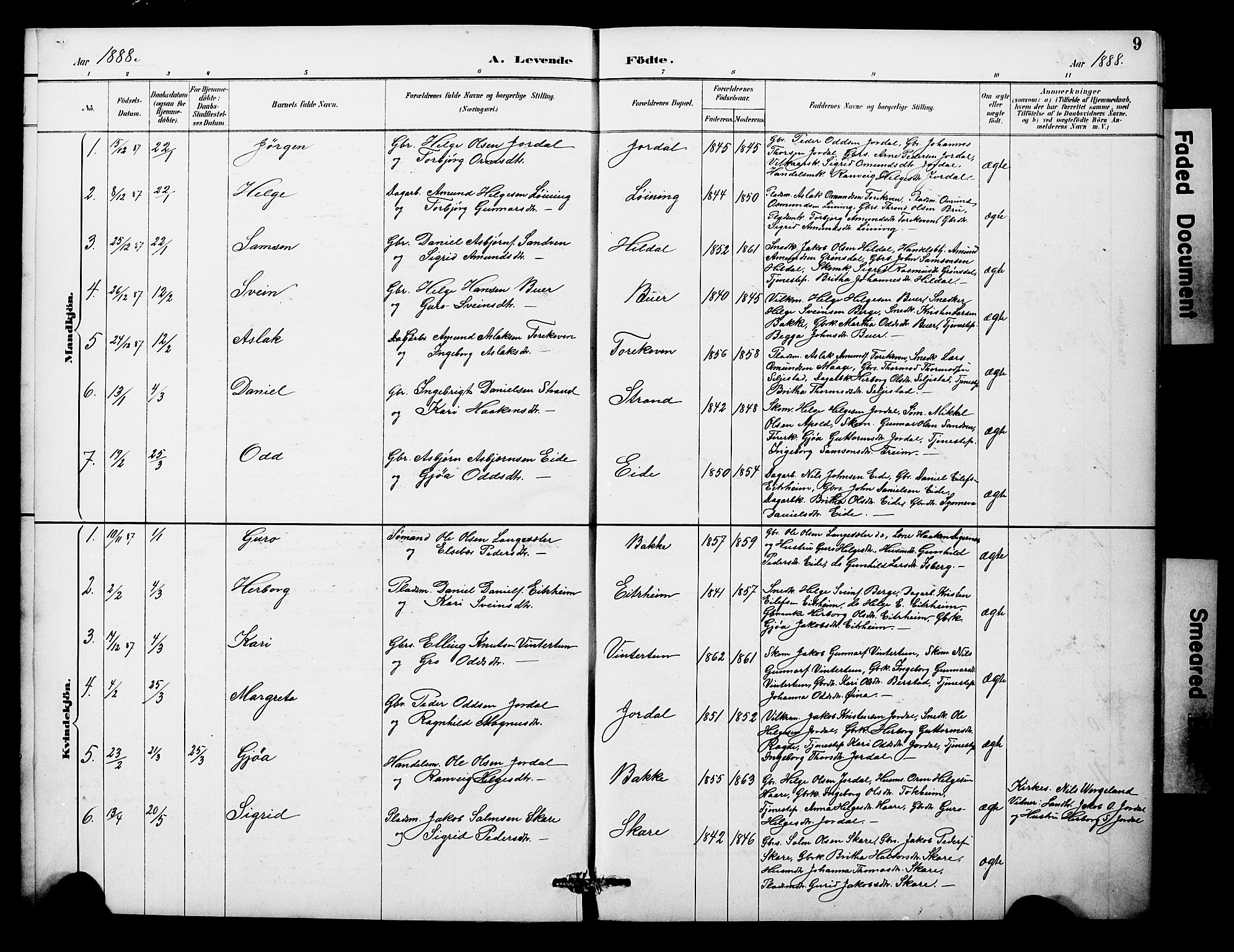 Odda Sokneprestembete, SAB/A-77201/H/Hab: Parish register (copy) no. A 7, 1887-1912, p. 9
