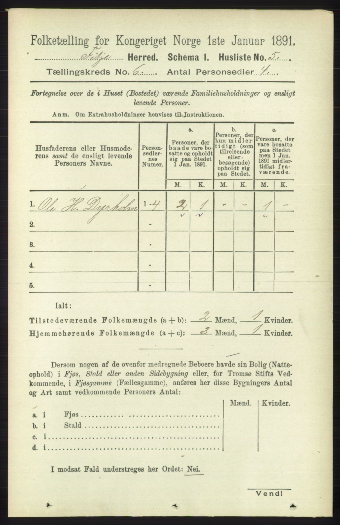 RA, 1891 census for 1222 Fitjar, 1891, p. 2322