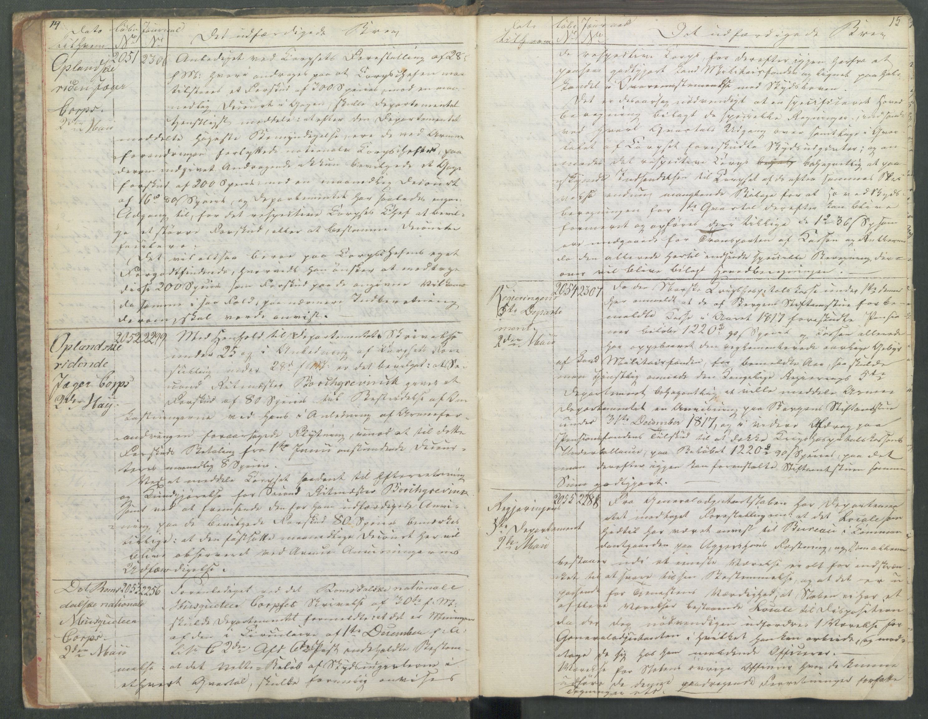 Armédepartementet, AV/RA-RAFA-3493/B/Ba/L0012: 6. Departements Kopibog, 1818, p. 14-15