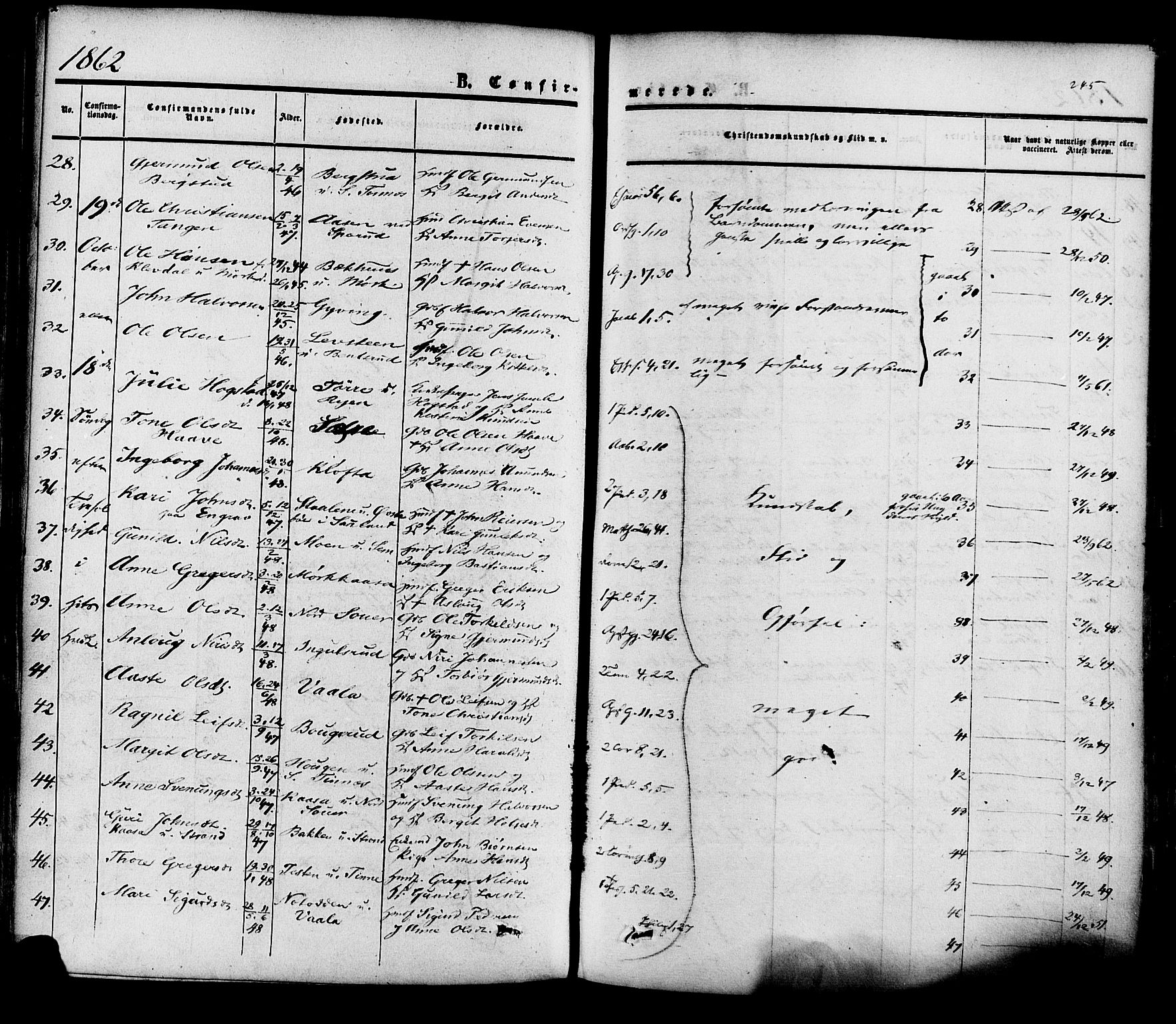 Heddal kirkebøker, AV/SAKO-A-268/F/Fa/L0007: Parish register (official) no. I 7, 1855-1877, p. 245